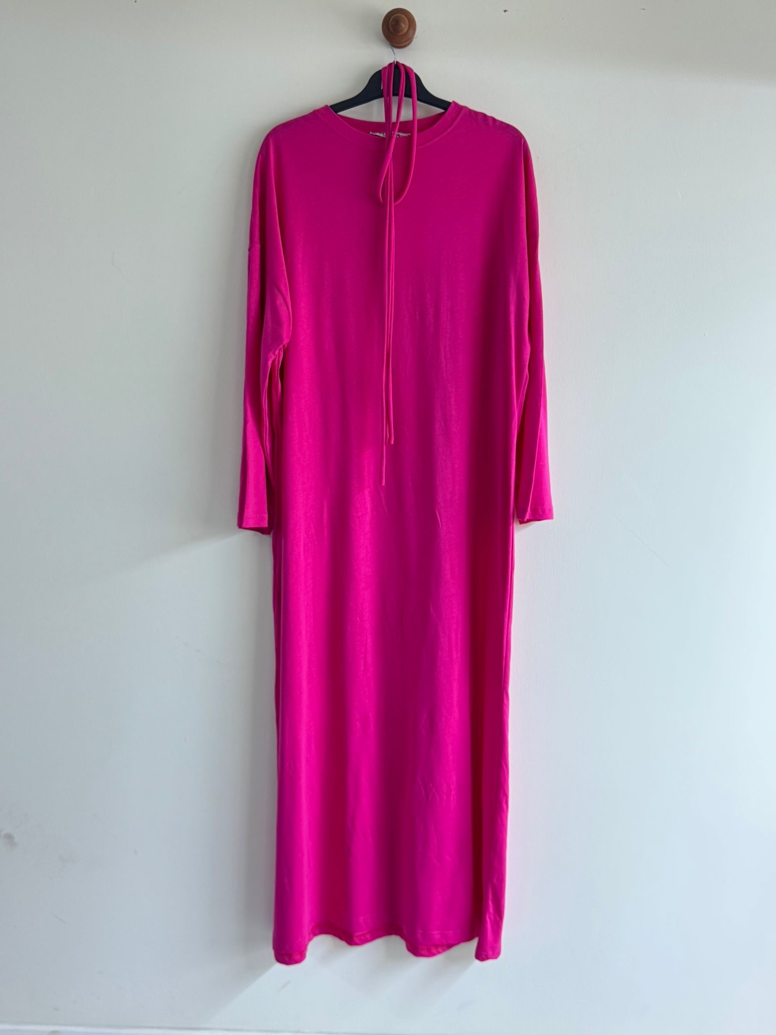 Düz Penye Elbise - Pembe