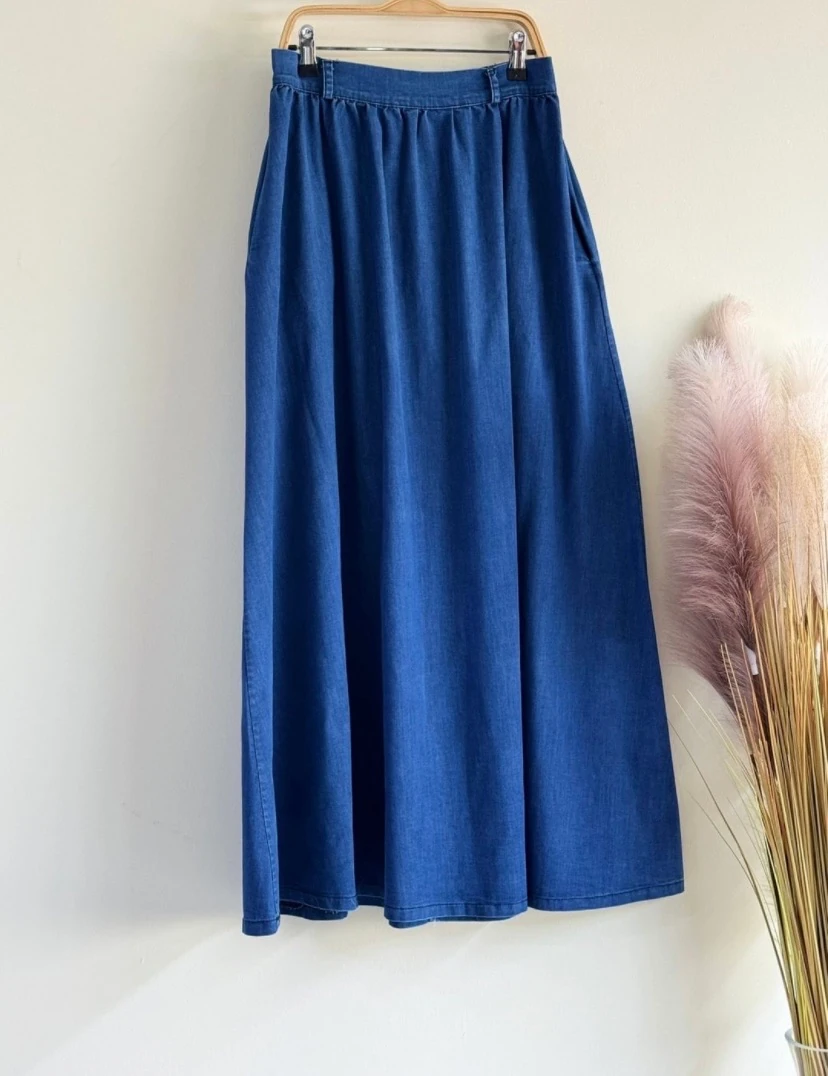 Büzgülü Kloş Kot Etek