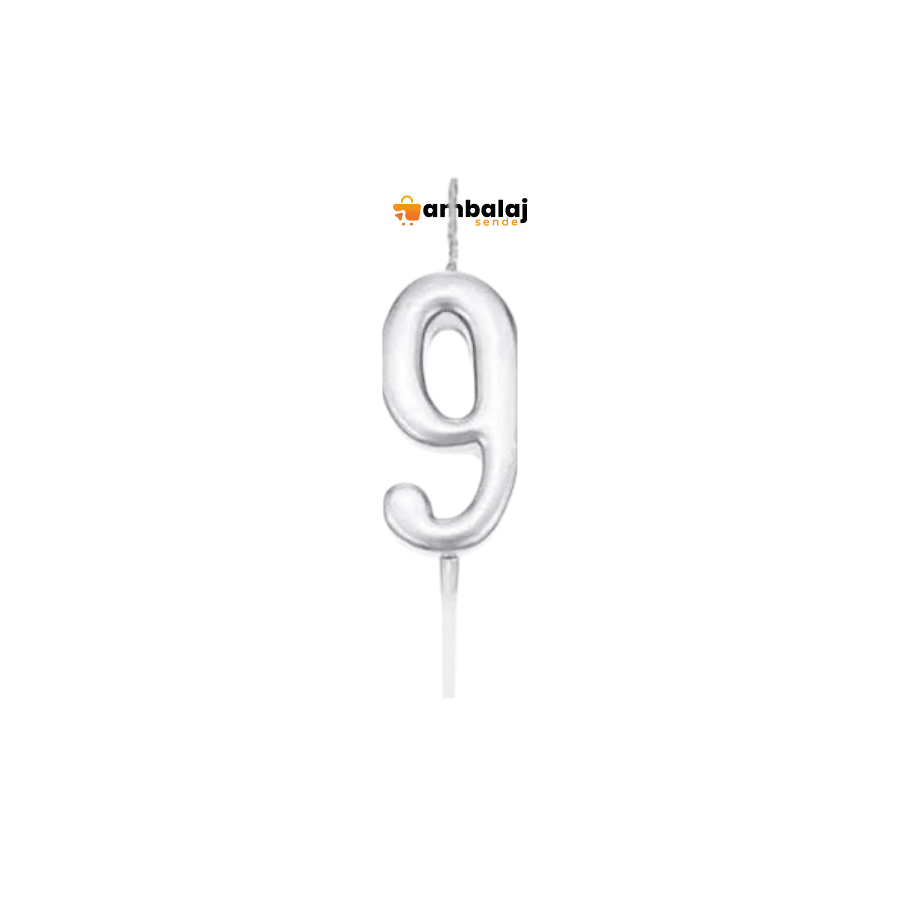 GÜMÜŞ RENK RAKAMLI MUM - 9