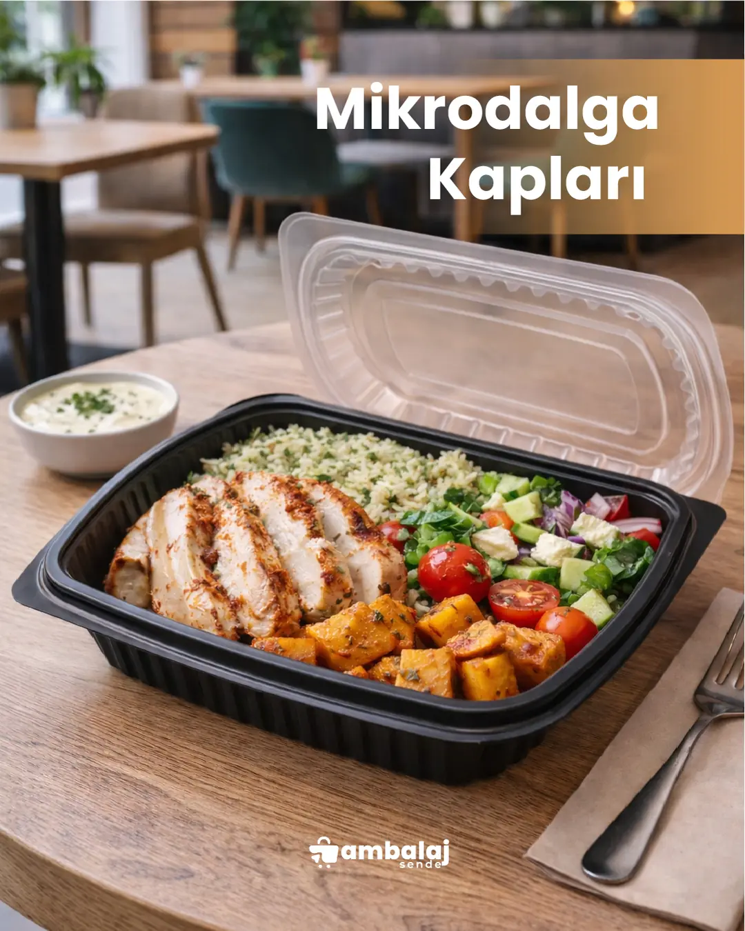 PP Yemek Seti Tek Bölmeli Mikrodalga Kabı (50 Adet) | Ambalajsende
