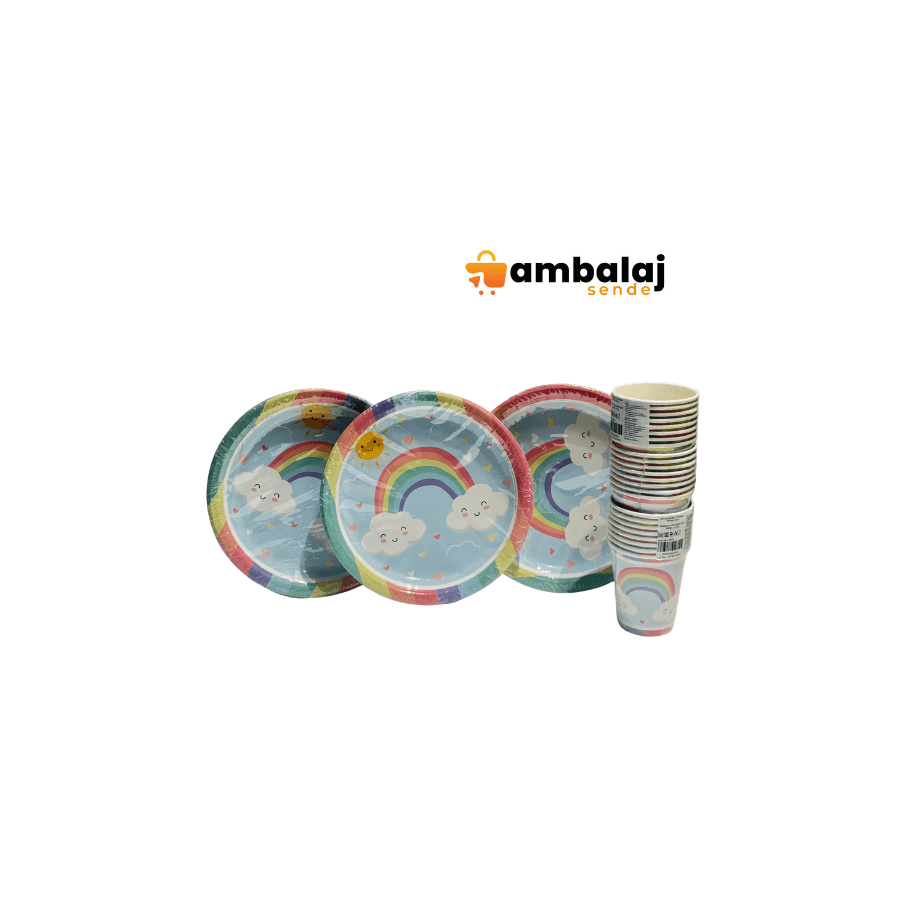 GÖKKUŞAĞI BASKILI TABAK-BARDAK SET
