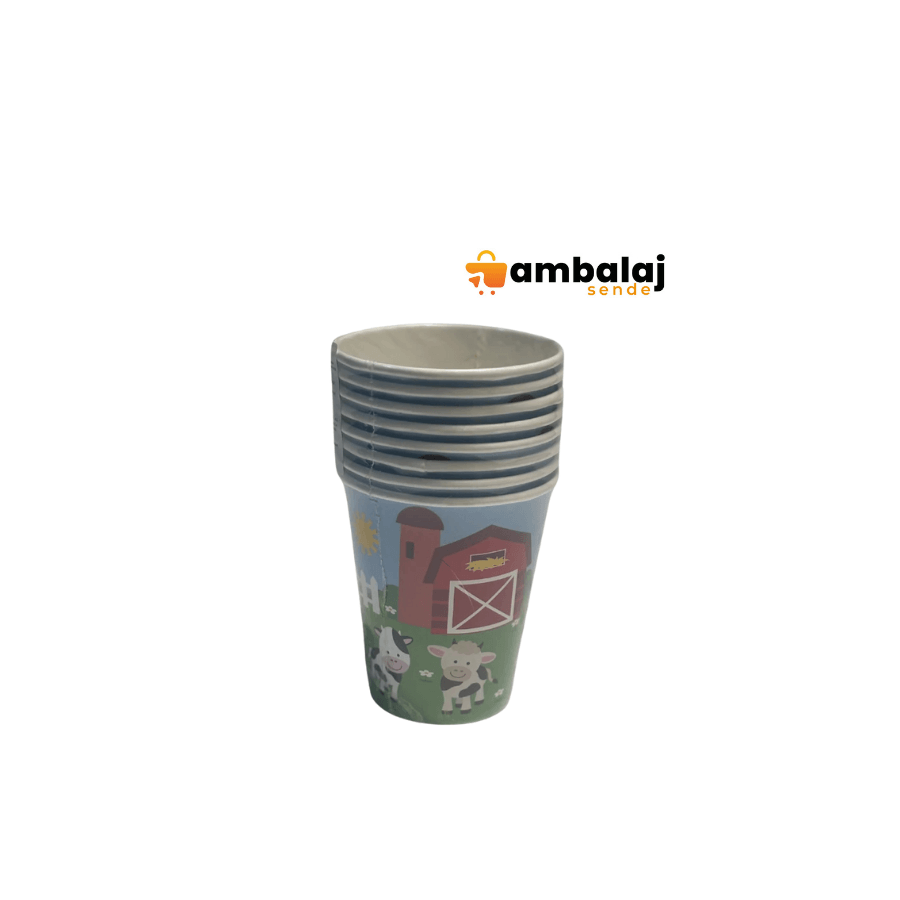 ÇİFTLİK DESEN BASKILI TABAK-BARDAK SET