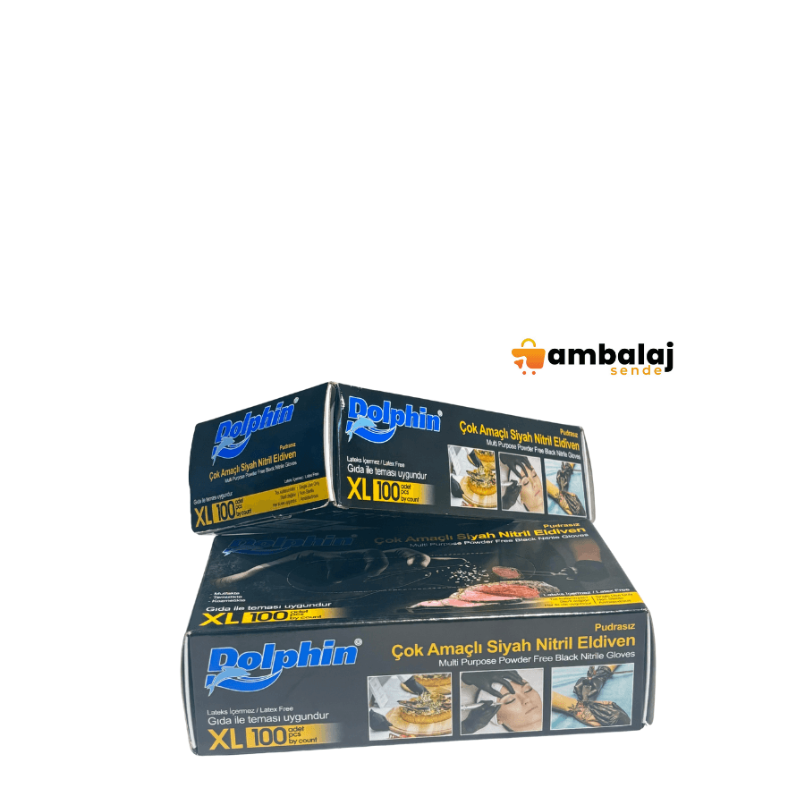 DOLPHİN PUDRASIZ ÇOK AMAÇLI SİYAH NİTRİL ELDİVEN  XL