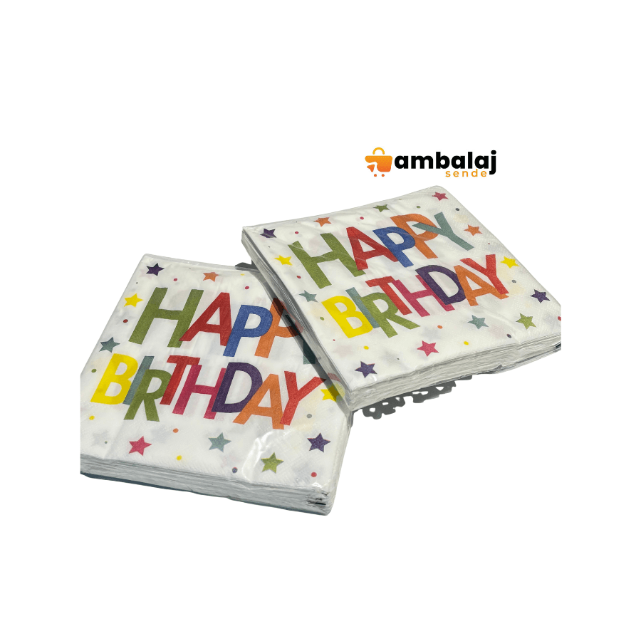 HAPPY BİRTHDAY BASKILI PEÇETE