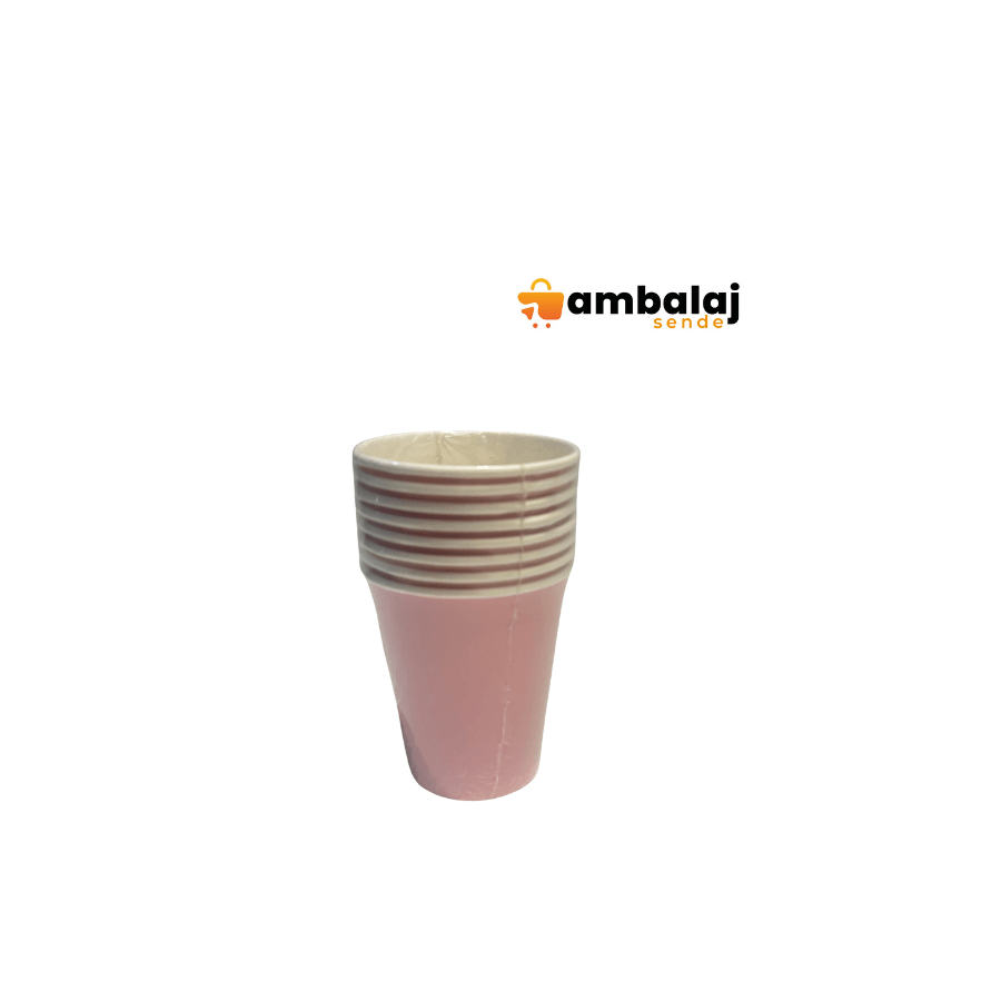 DÜZ PEMBE RENK TABAK-BARDAK SET