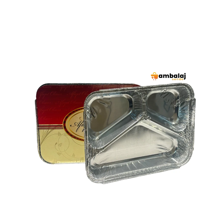 3 BÖLMELİ ALÜMİNYUM KAP – 100 ADET
