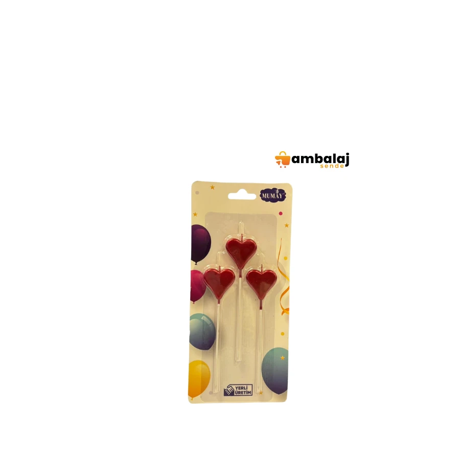 METALİZE KALPLİ MUM 3'LÜ