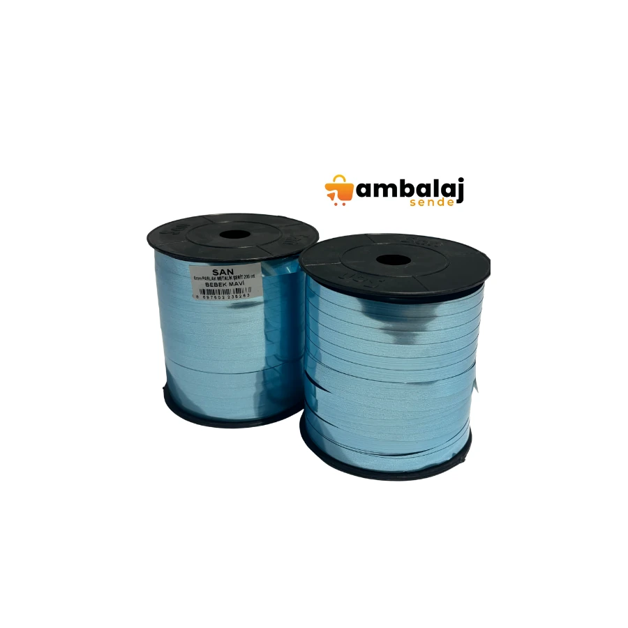 RAFYA ŞERİT METALİK MAVİ