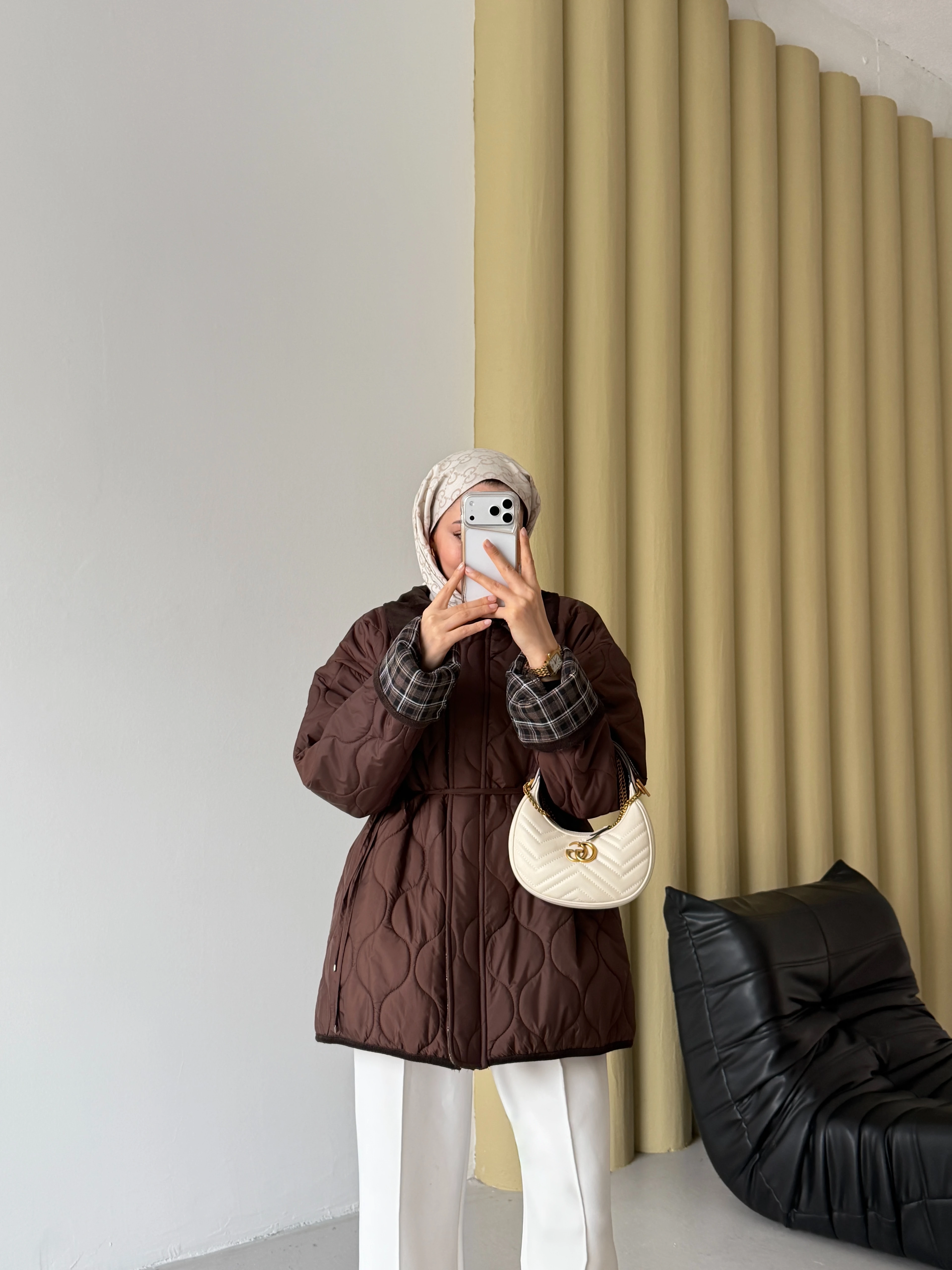 EKOSE DETAYLI KAPİTONE MONT - ACI KAHVE