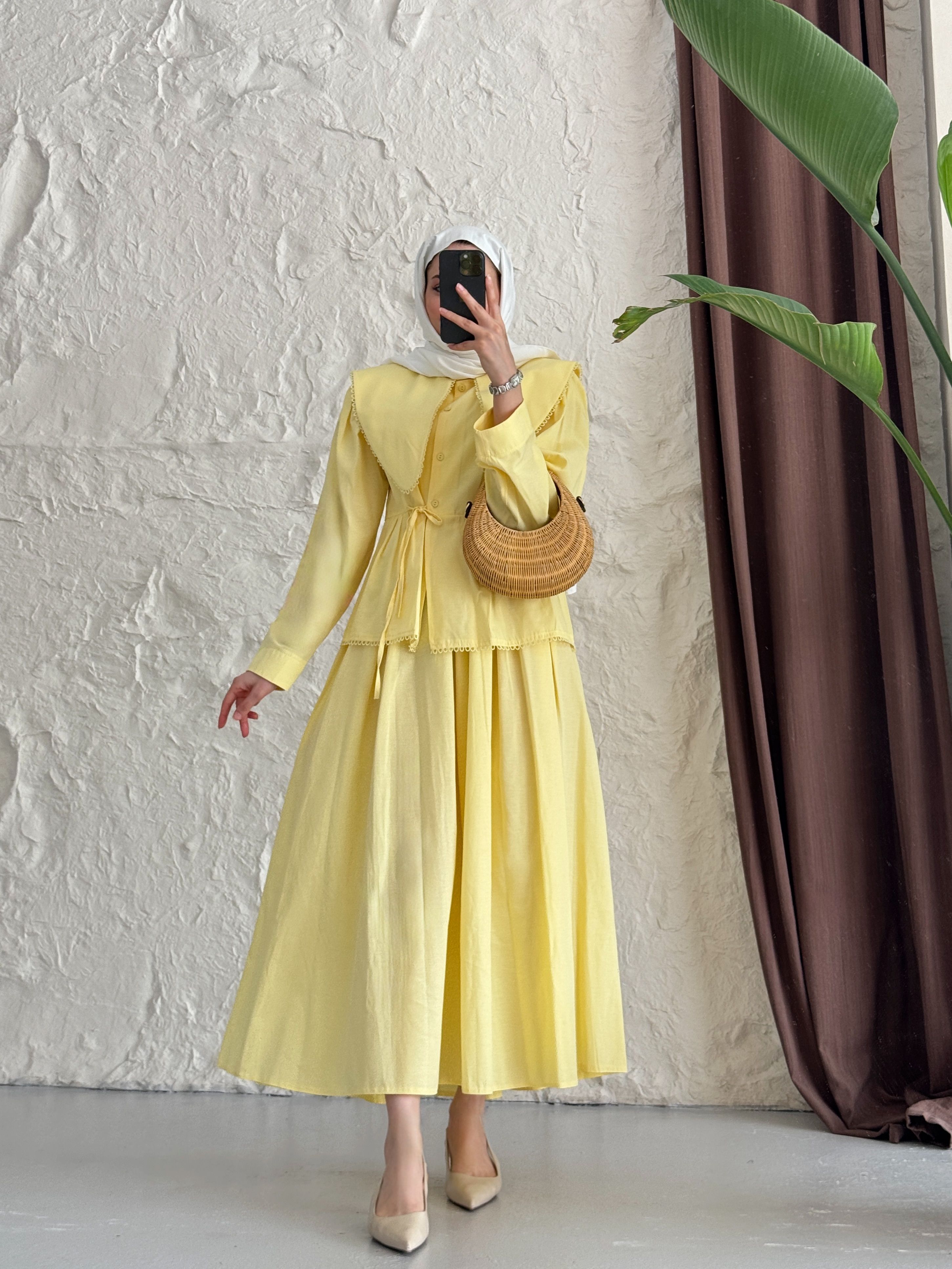 BRODE NAKIŞLI TAKIM - BUTTER YELLOW