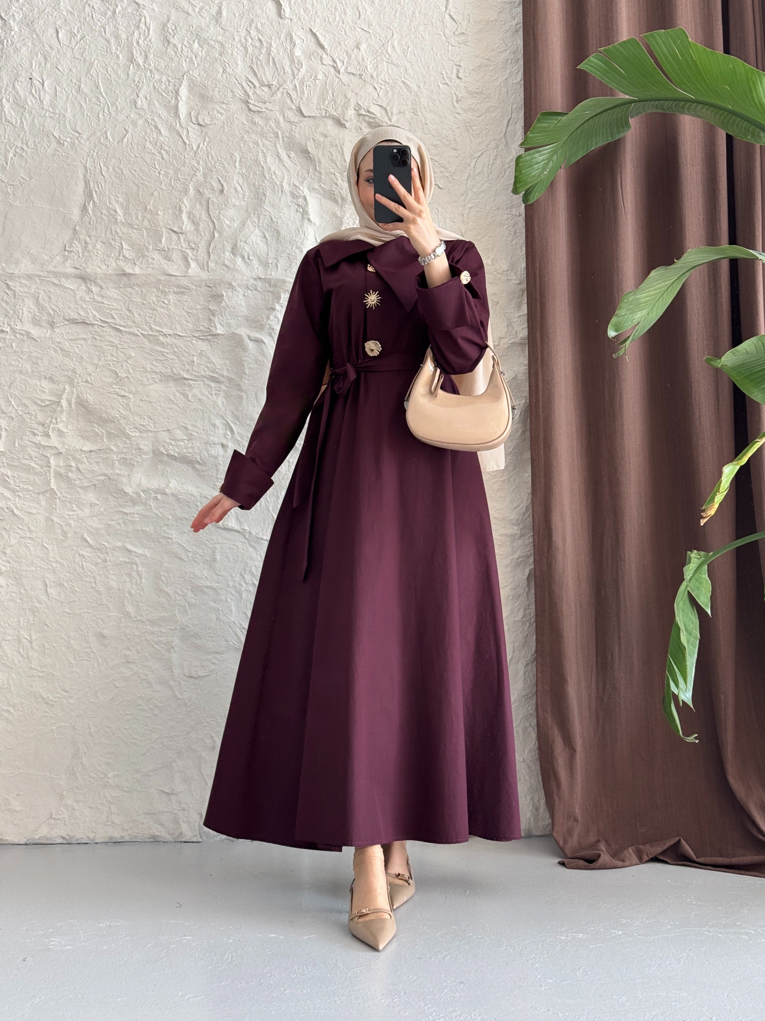 TASARIM DİANA ELBİSE  - BORDO