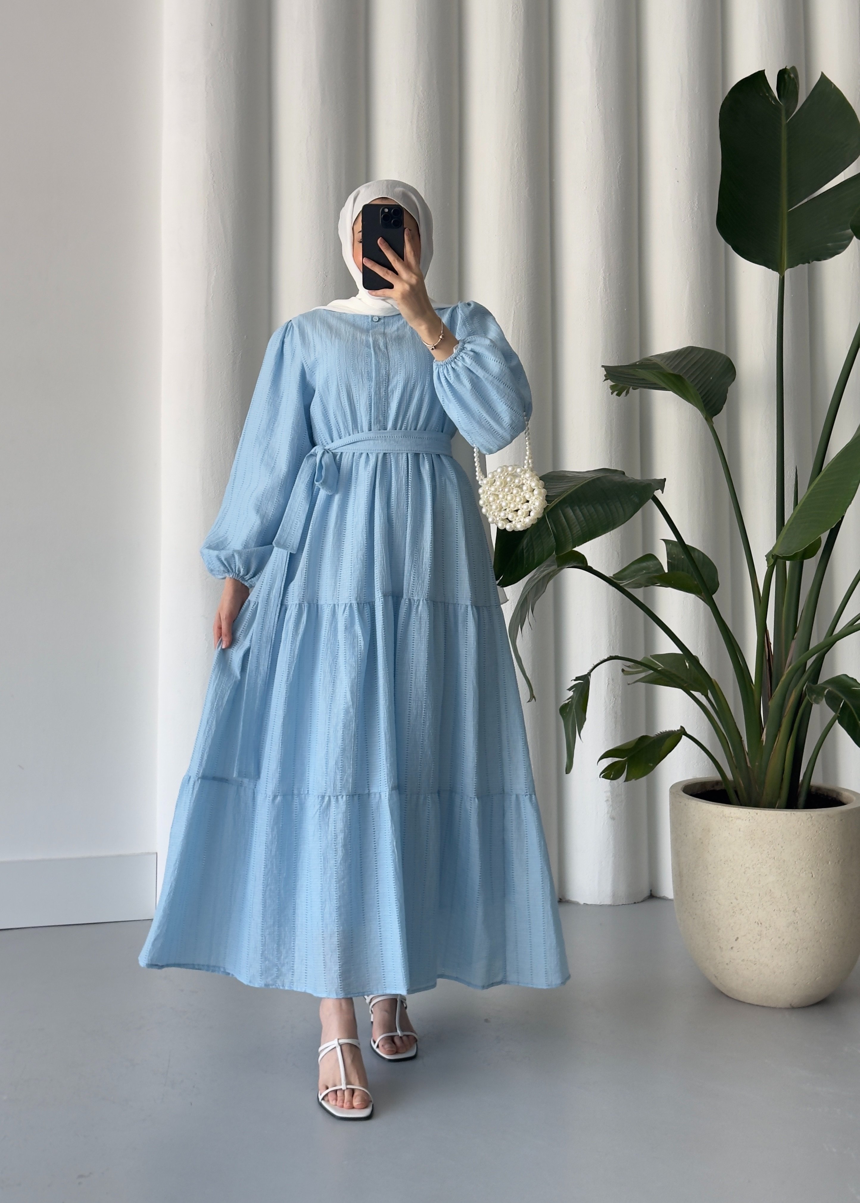 PRENSES PİNTEREST ELBİSE - BABY BLUE