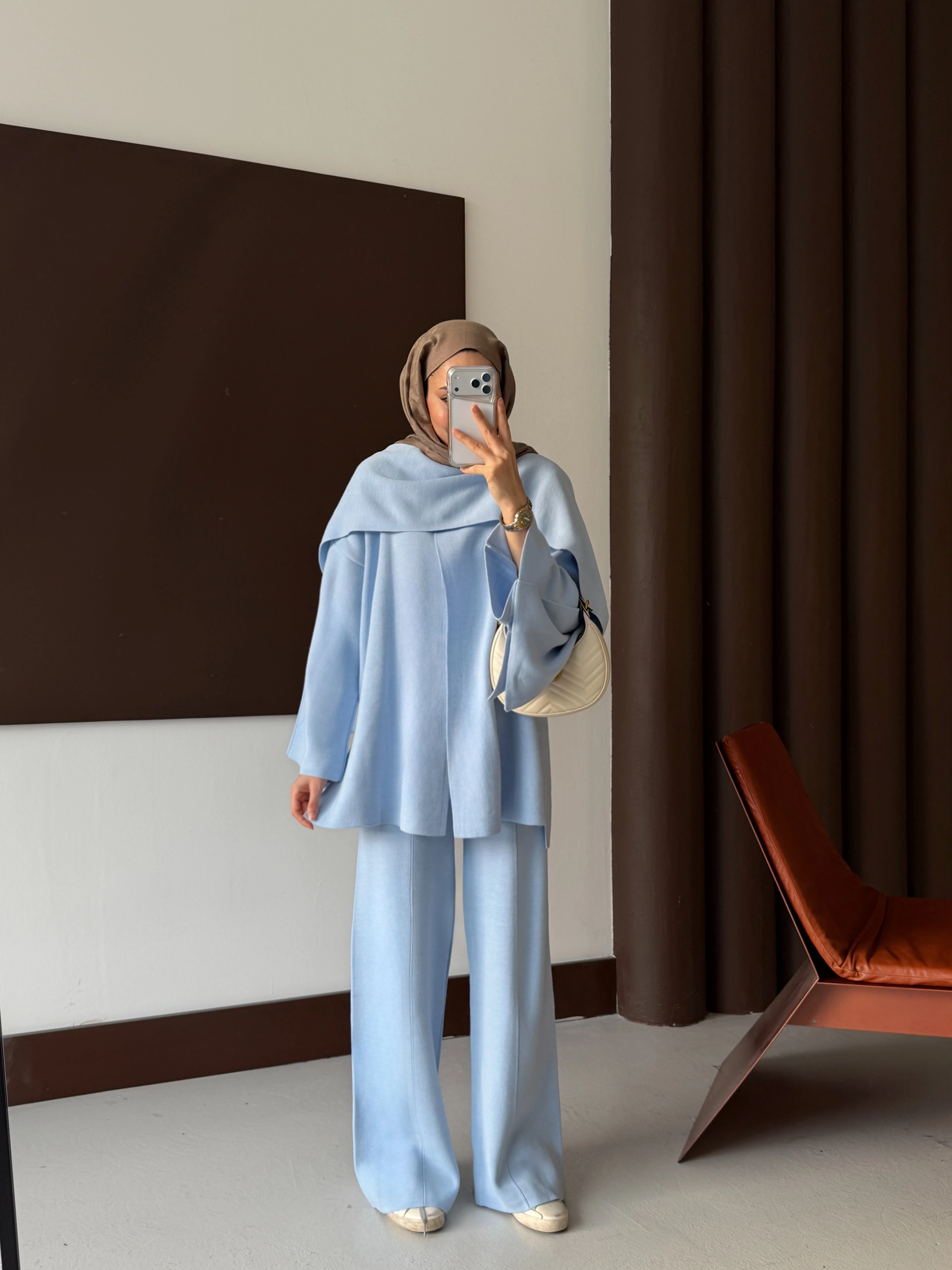 ŞAL YAKA TRİKO TAKIM - BEBE MAVİ