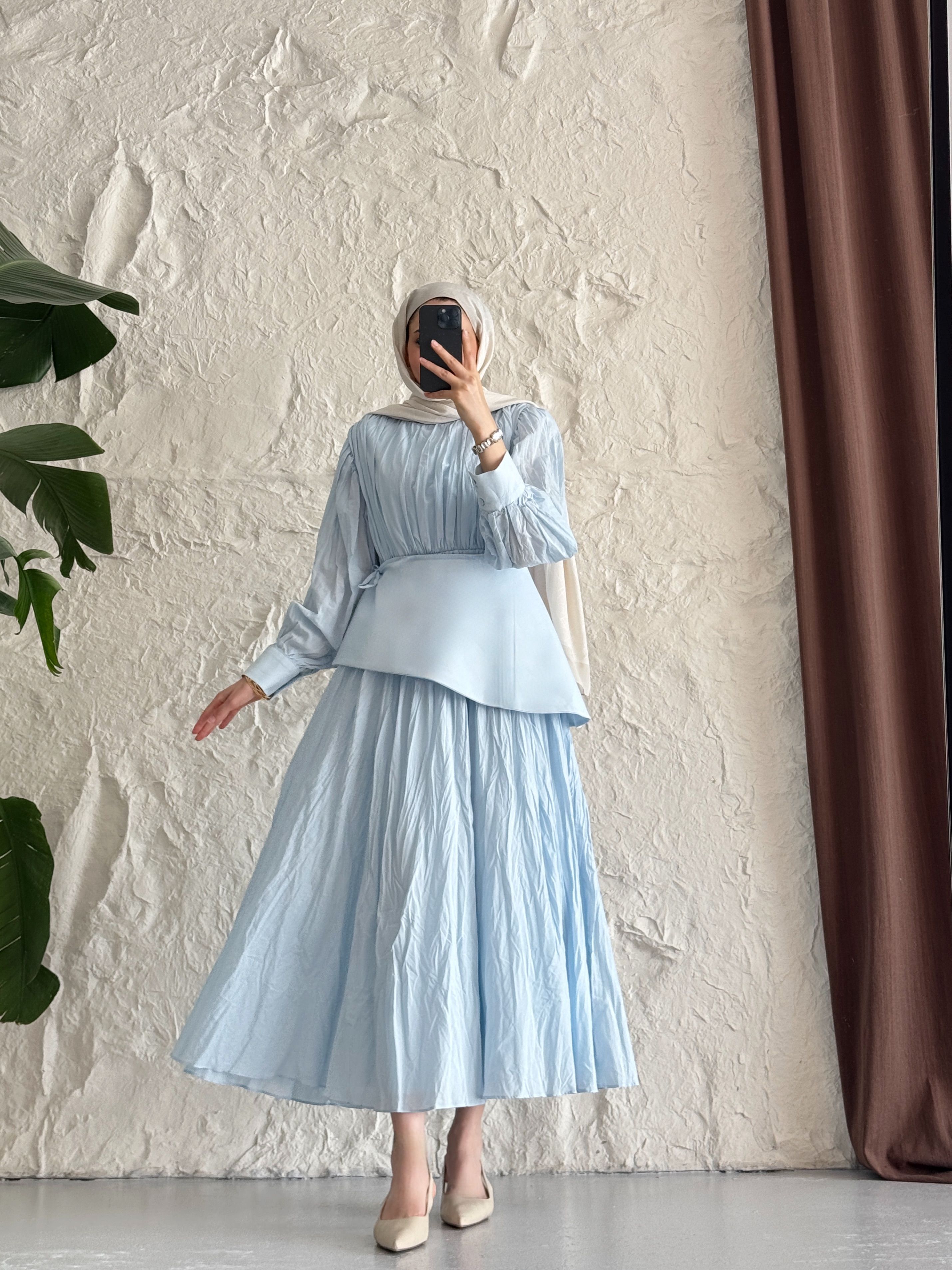 CRASH PAMUK VUAL ELBİSE - BABY BLUE