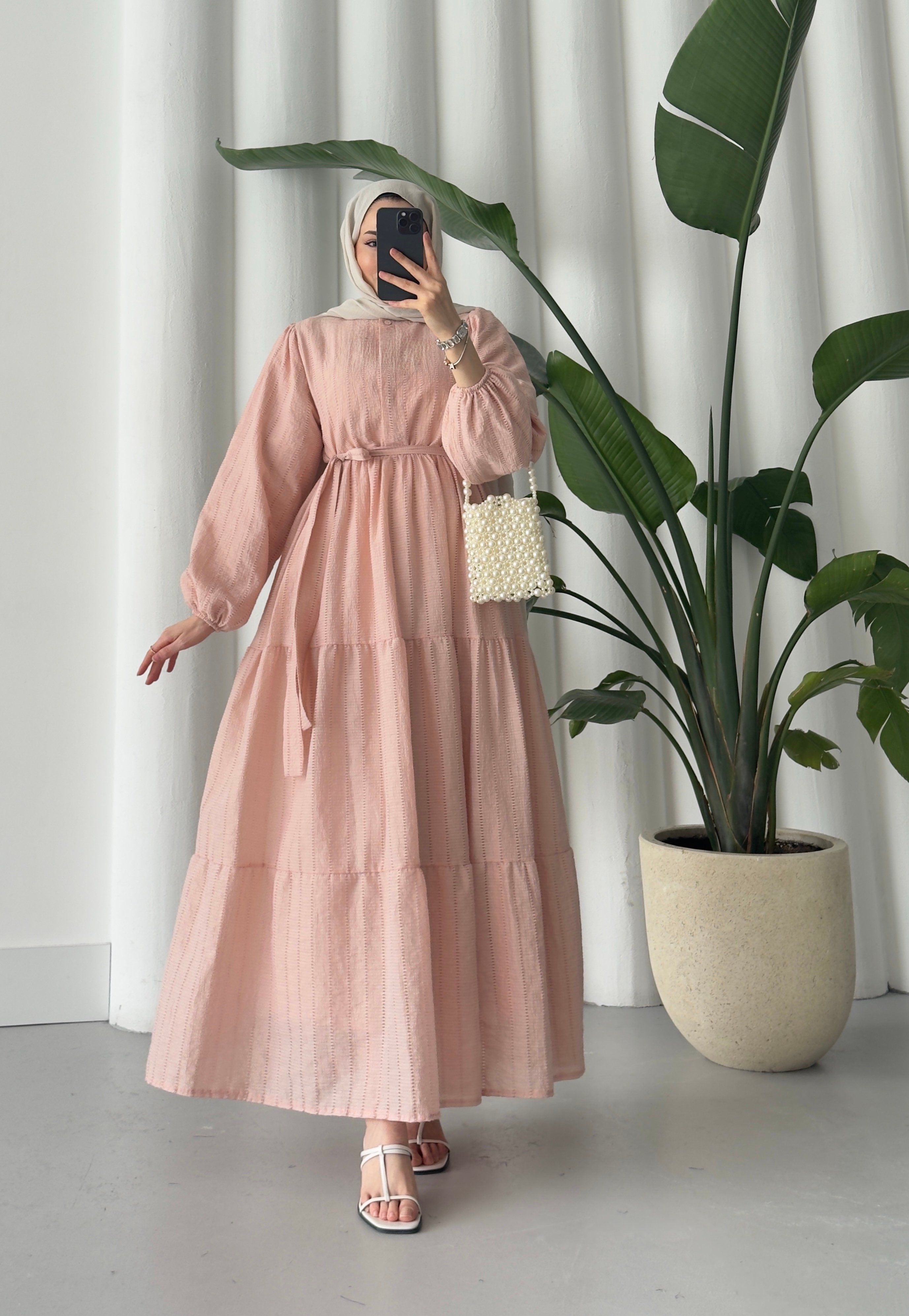 PRENSES PİNTEREST ELBİSE - PEMBE