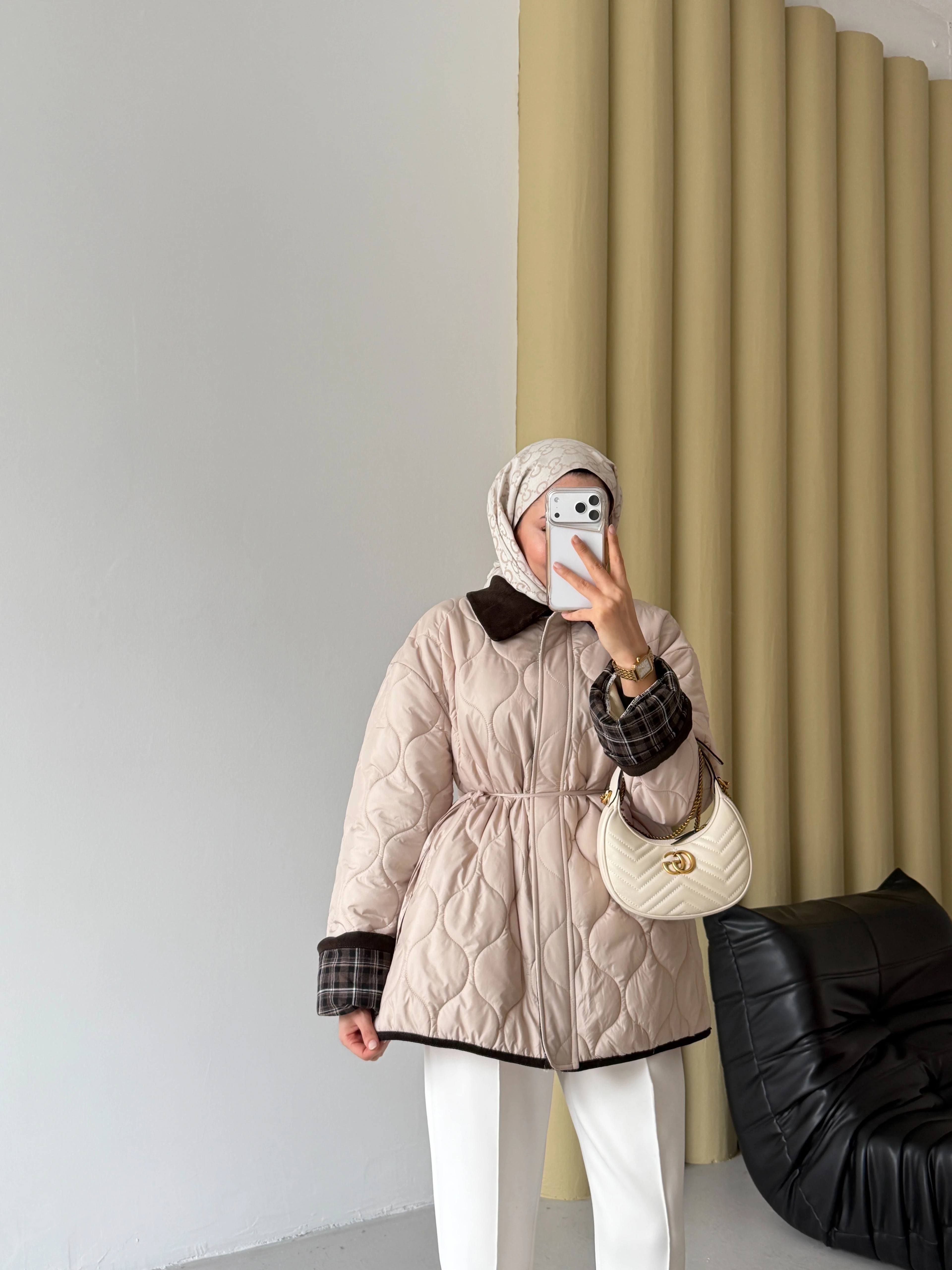 EKOSE DETAYLI KAPİTONE MONT - BEJ