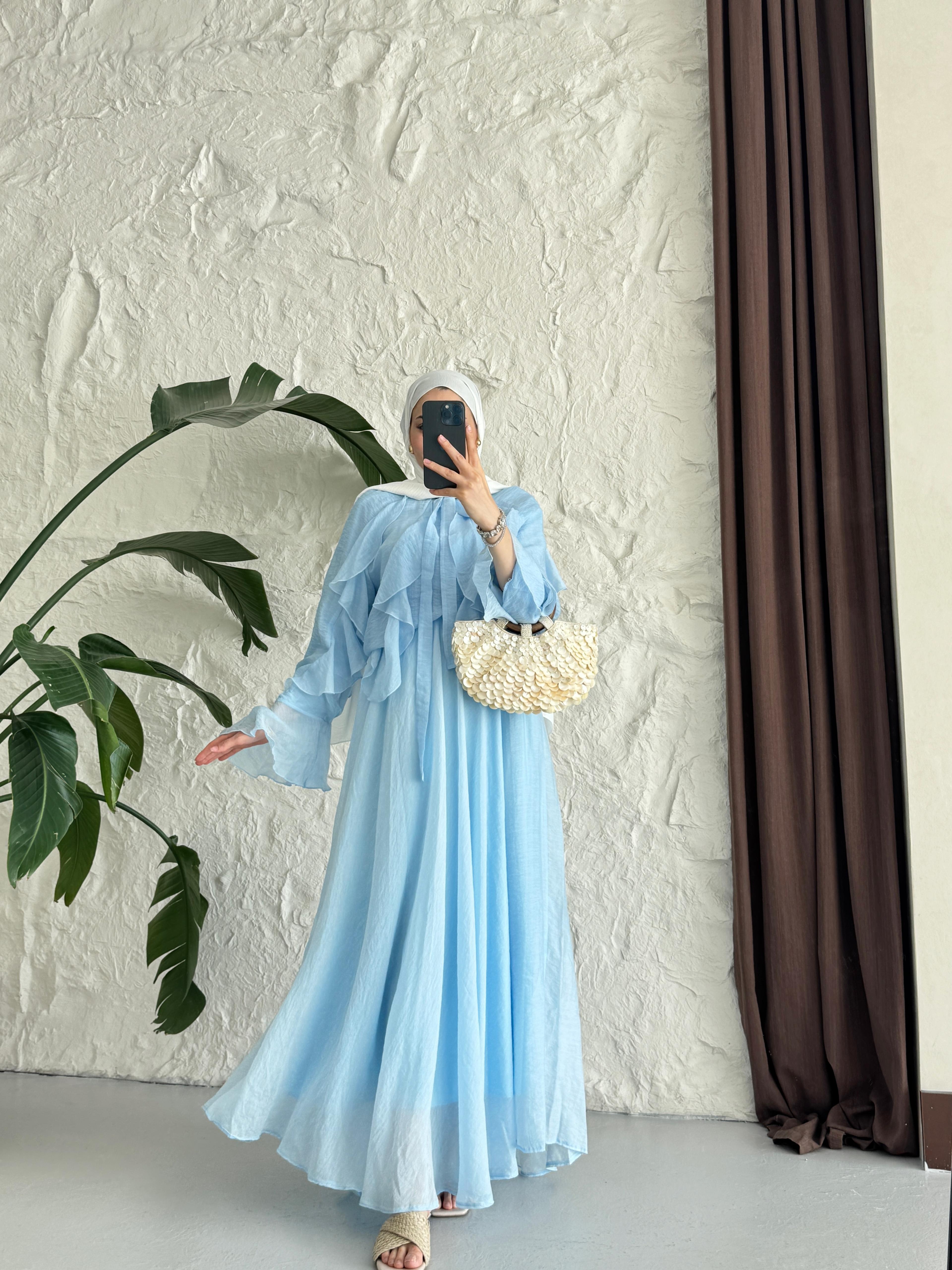 İSPANYOL KOL FIRFIRLI RÜYA TAKIM - BABY BLUE