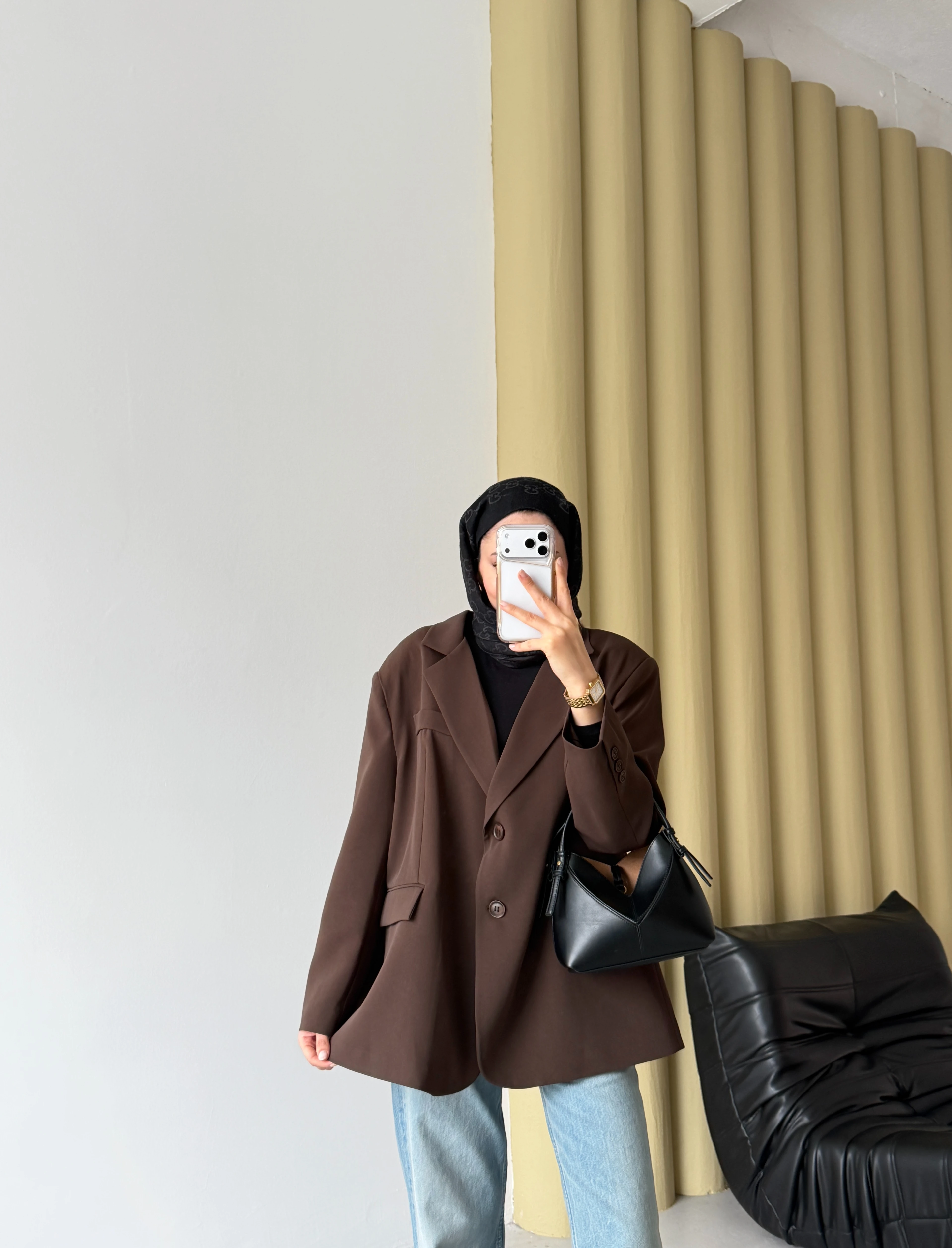 OVERSİZE BLAZER CEKET - ACI KAHVE