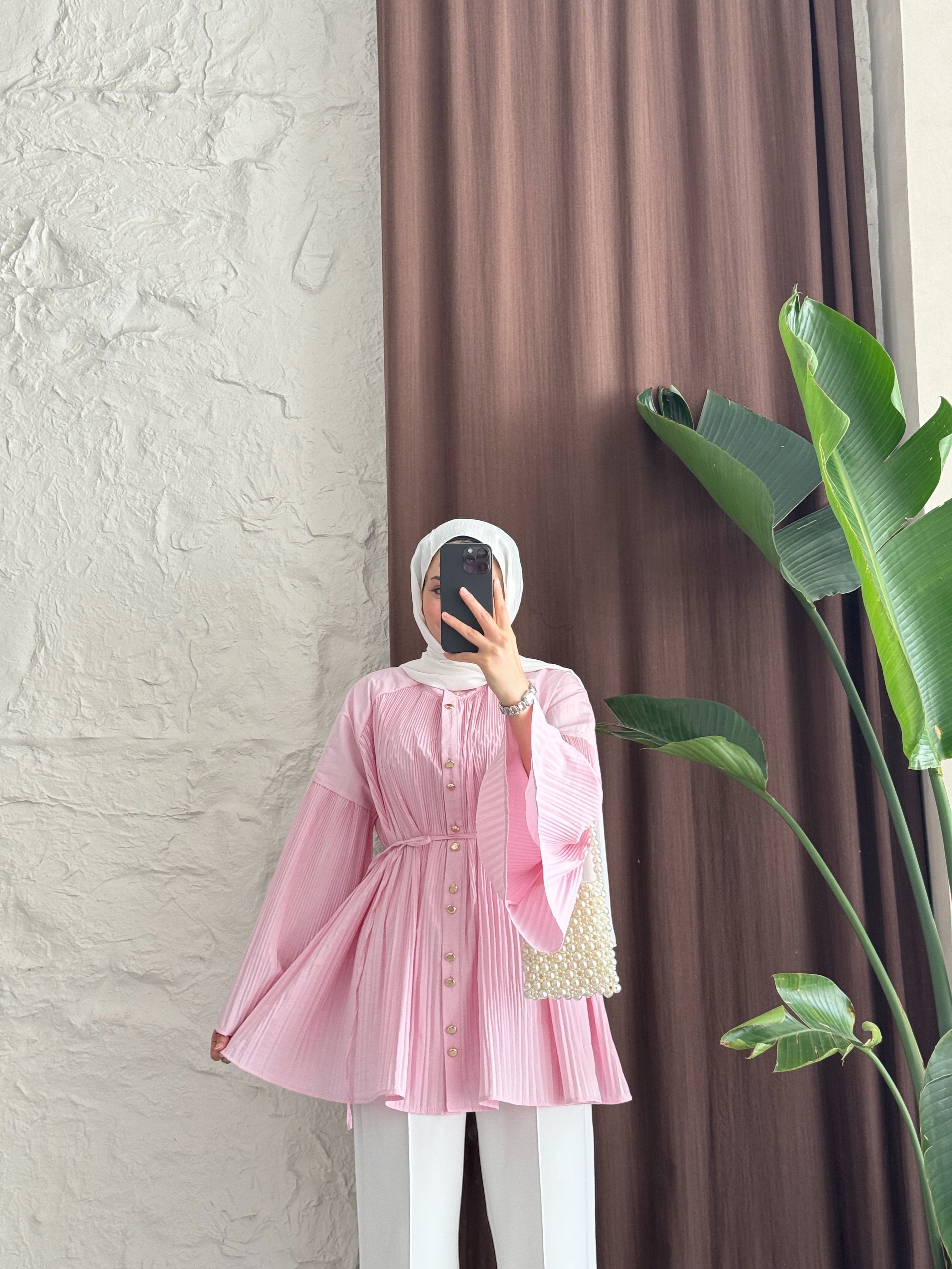 TASARIM OLA GÖMLEK - PEMBE