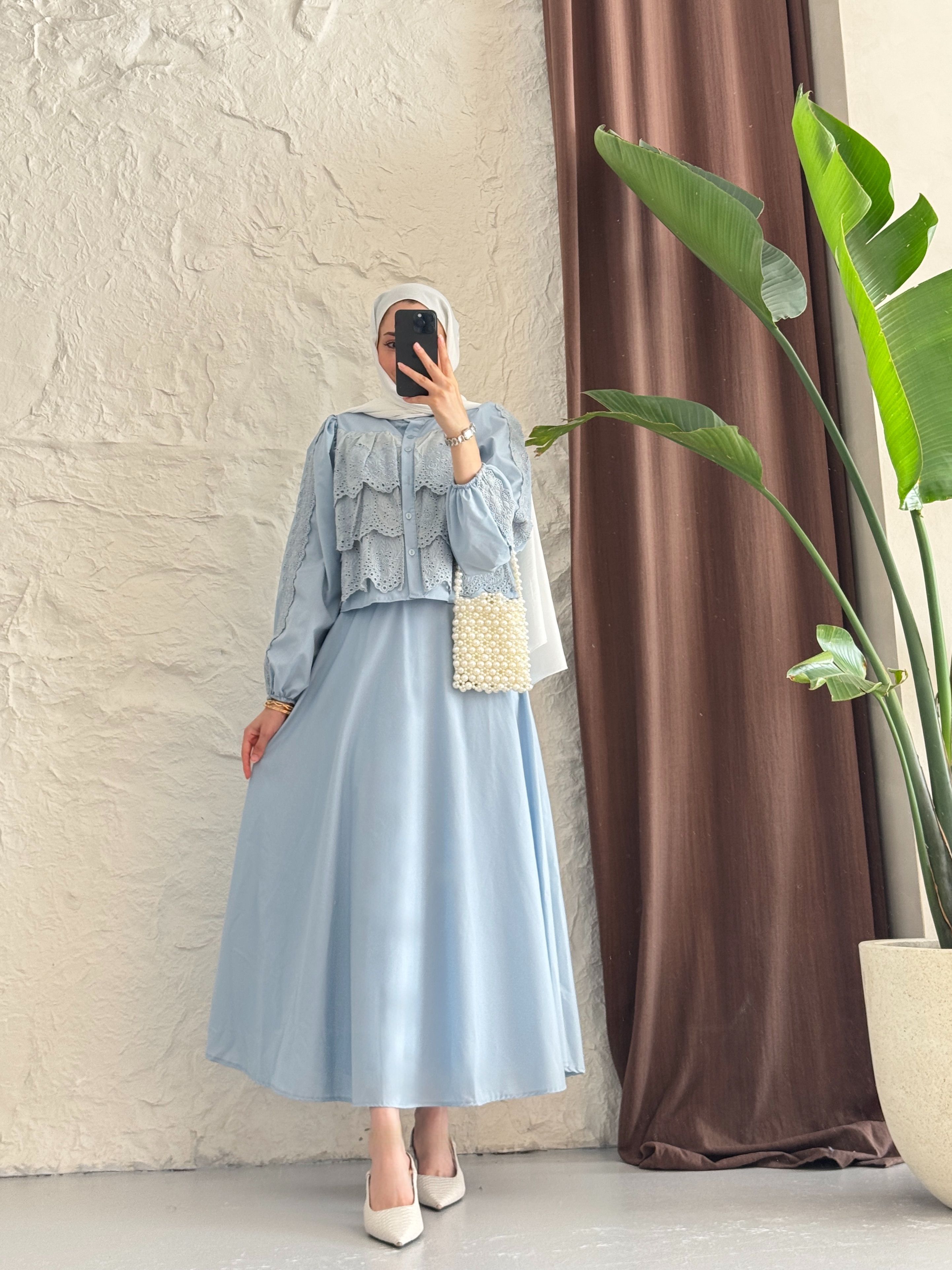 GÜPÜR DETAYLI TAKIM - BABY BLUE