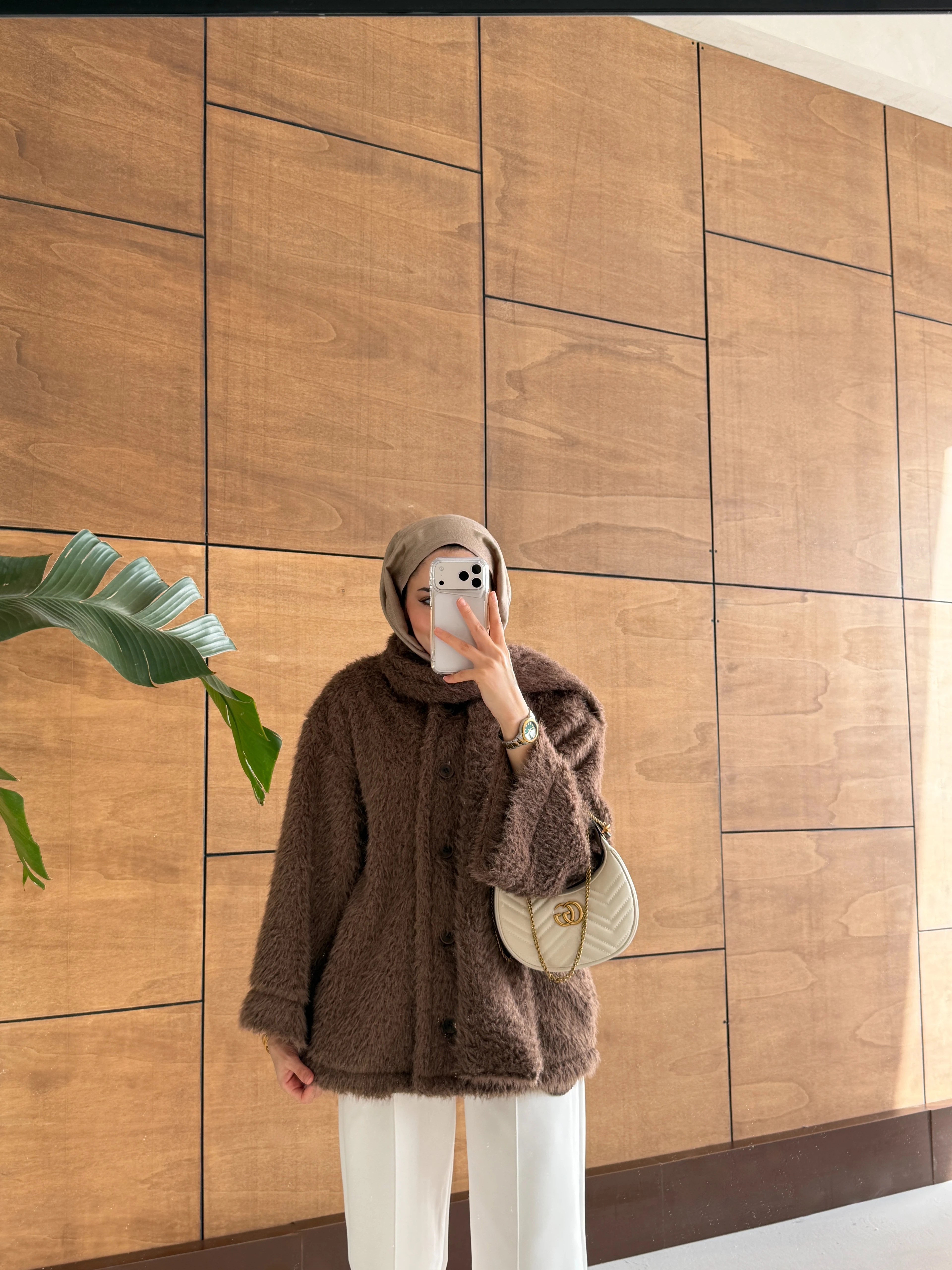 ATKILI PELUŞ CEKET - ACI KAHVE