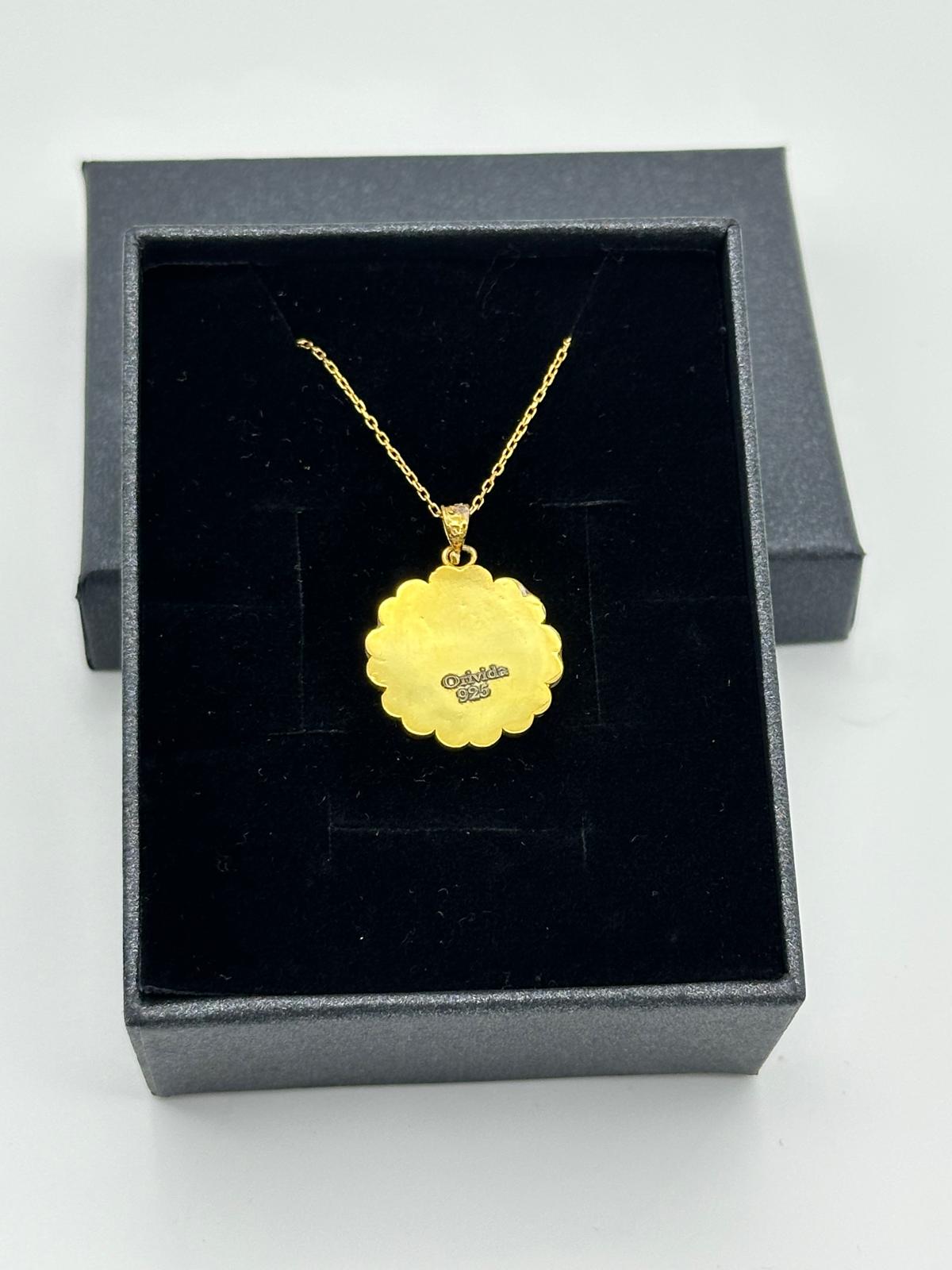 SİMLİ PEMBE BEYAZ KALPLİ 18K GOLD KAPLAMA 925 AYAR GÜMÜŞ KOLYE