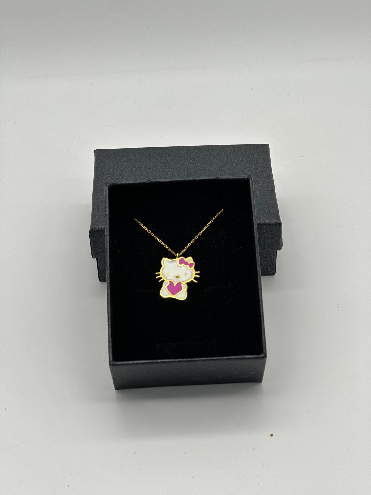 HELLO KİTTY 18K GOLD KAPLAMA 925 AYAR GÜMÜŞ MİNELİ KOLYE