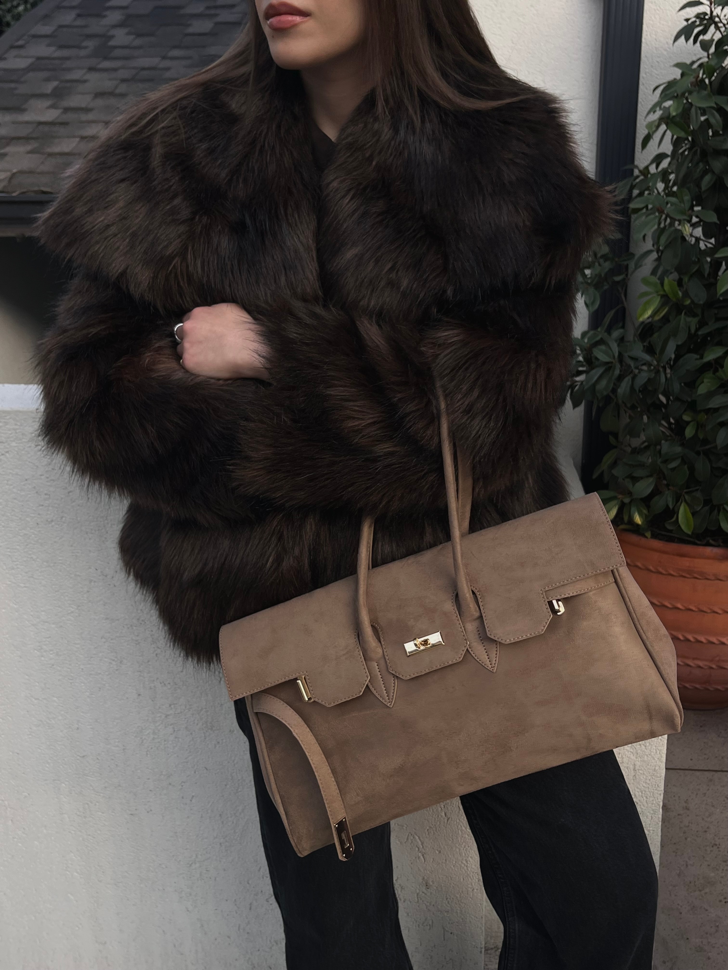 DIANA SUEDE BAG - Vizon