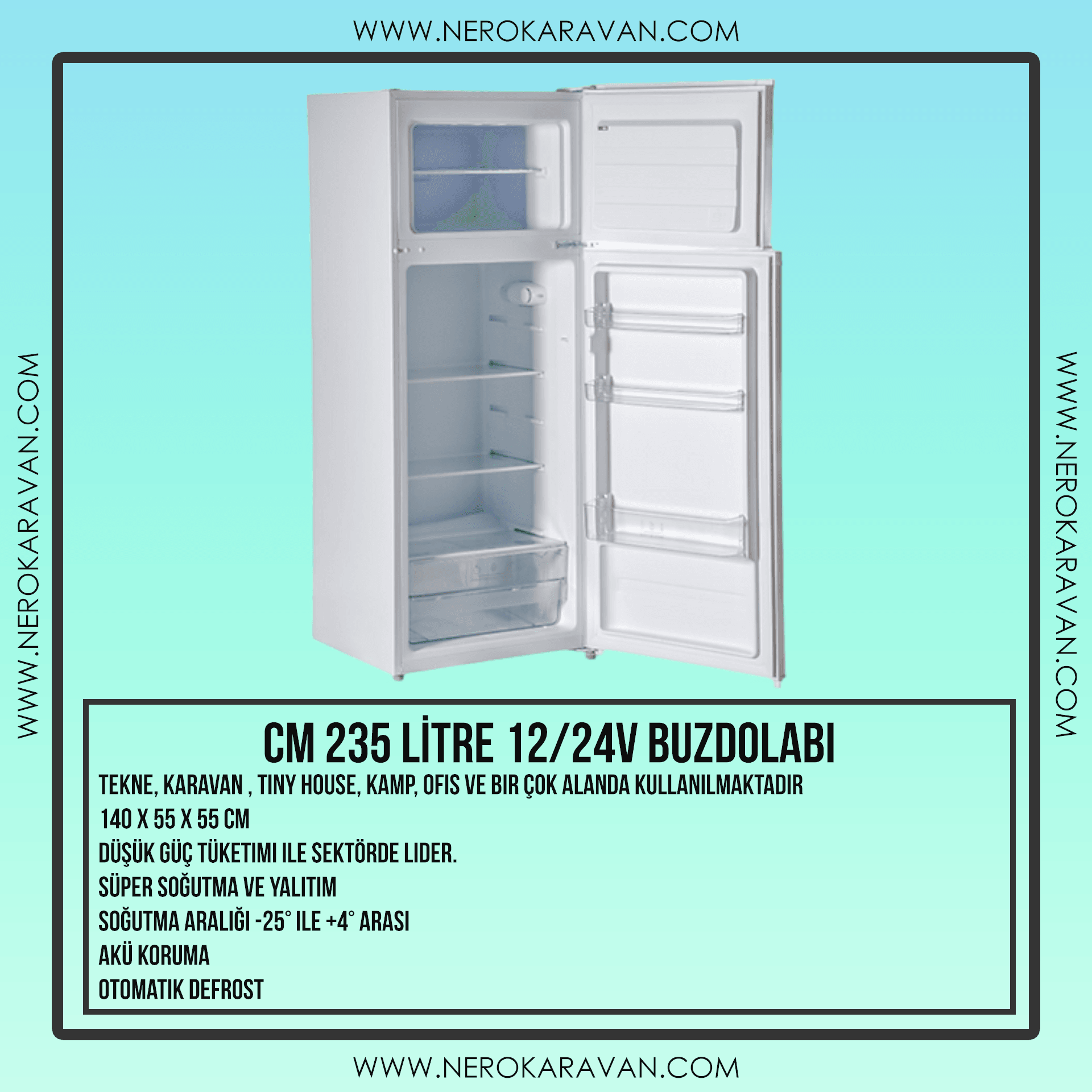 Cool Life CM 235 Litre 12V / 24V Karavan / Tekne Buzdolabı 