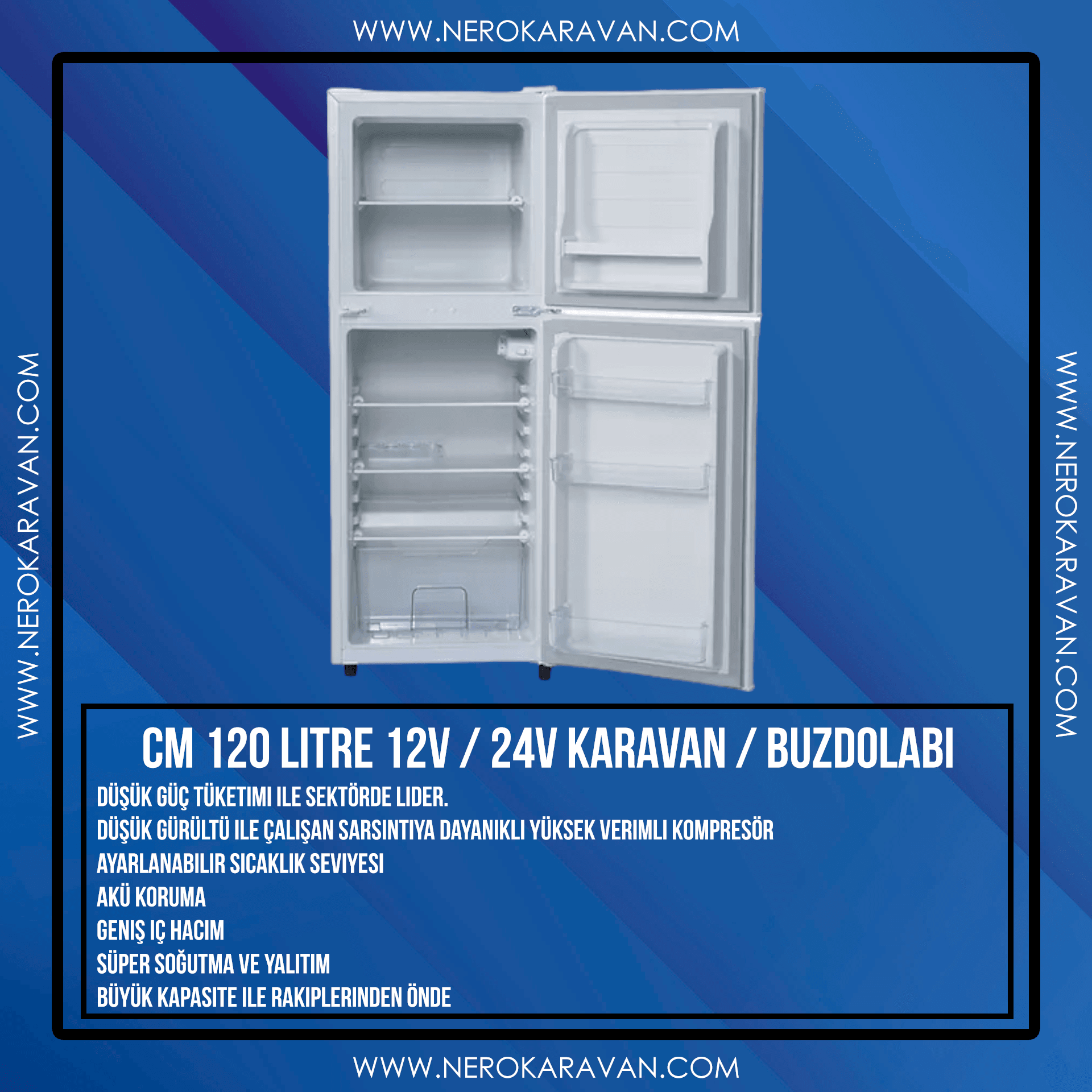 Cool Life CM 120 Litre 12V / 24V Karavan / Tekne Buzdolabı (Beyaz)