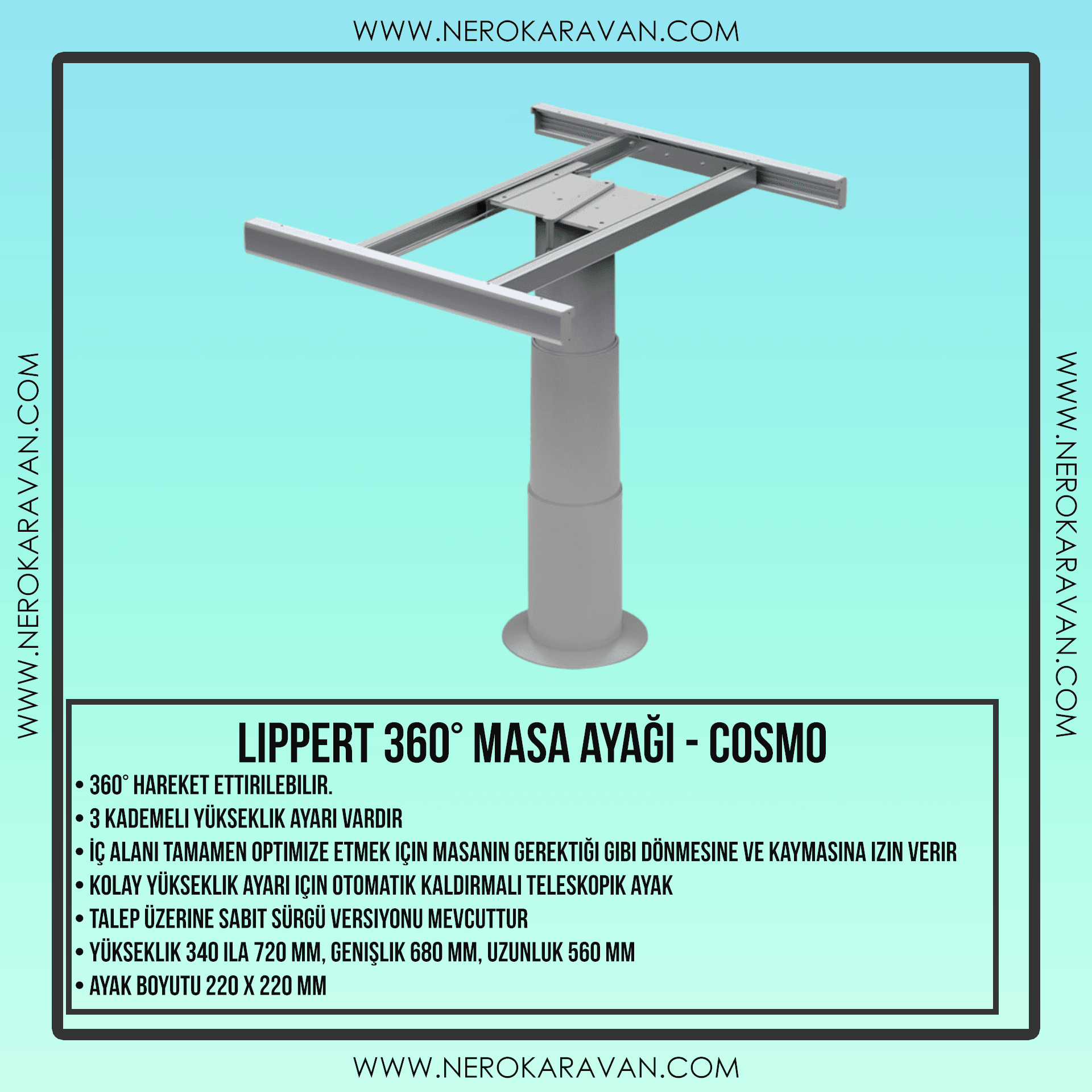 Lippert 360° Masa Ayağı - Cosmo