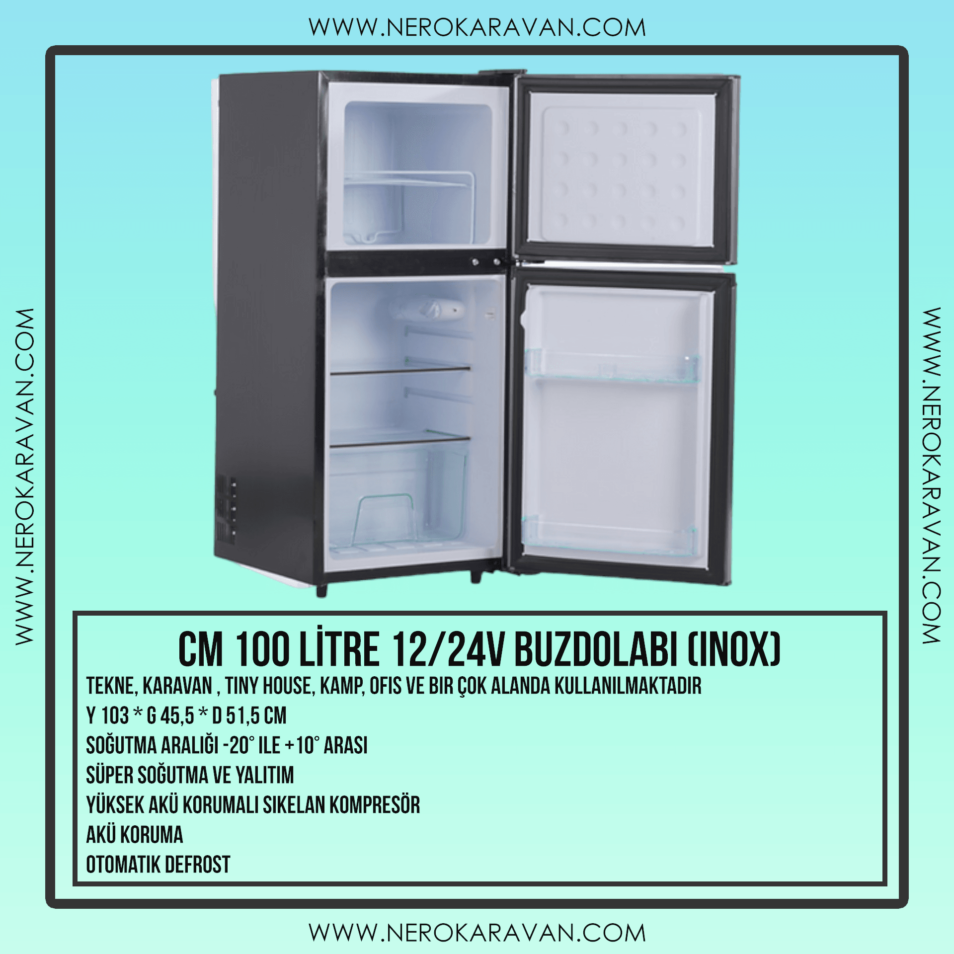 Cool Life CM 100 Litre 12V / 24V Karavan / Tekne Buzdolabı (INOX)