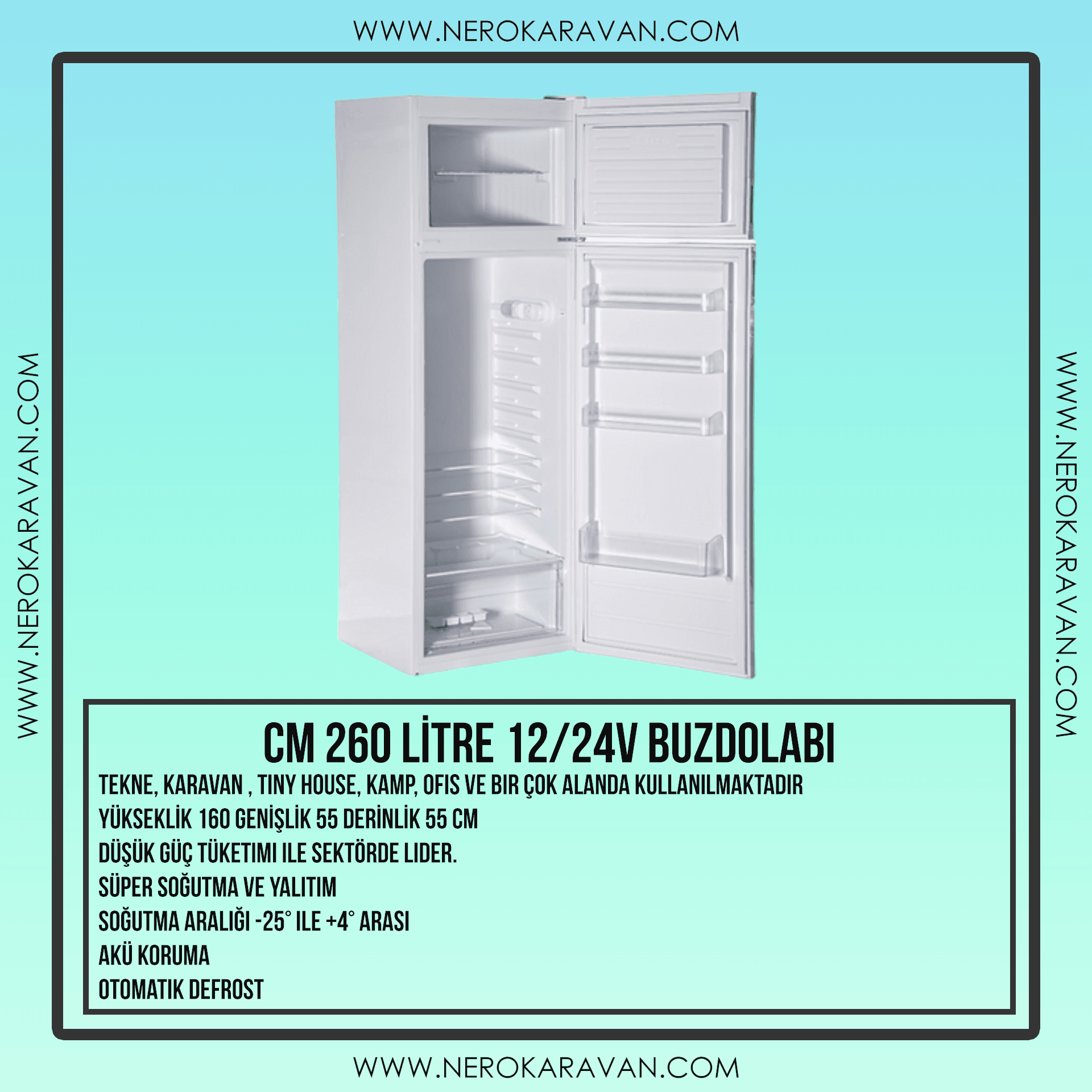 Cool Life CM 260 Litre 12V / 24V Karavan / Tekne Buzdolabı