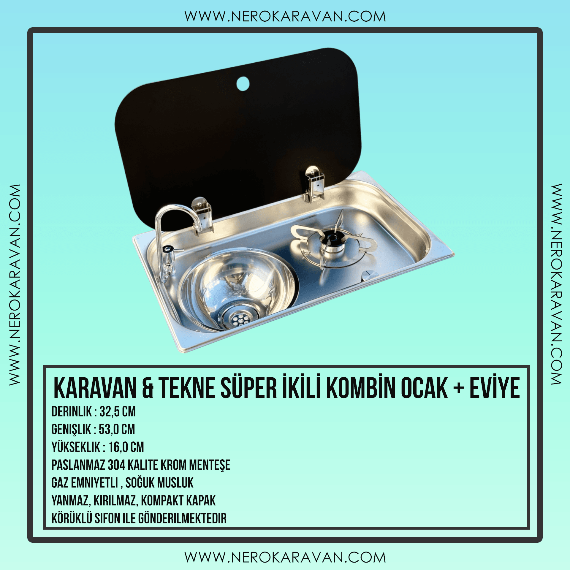 Karavan & Tekne Süper İkili Kombin Ocak + Eviye