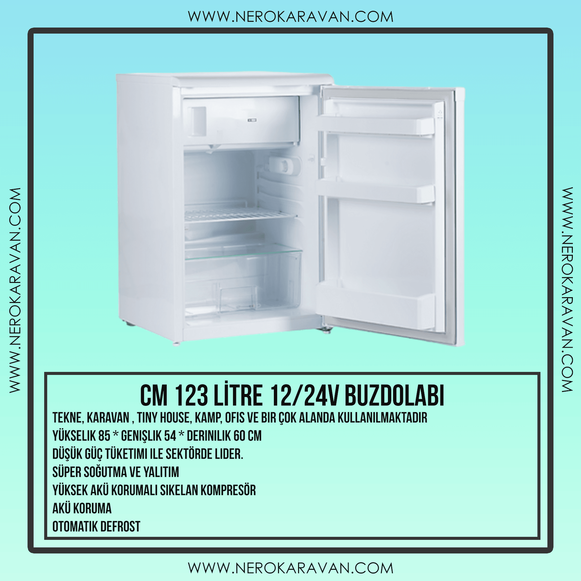 Cool Life CM 123 Litre 12V / 24V Karavan / Tekne Buzdolabı