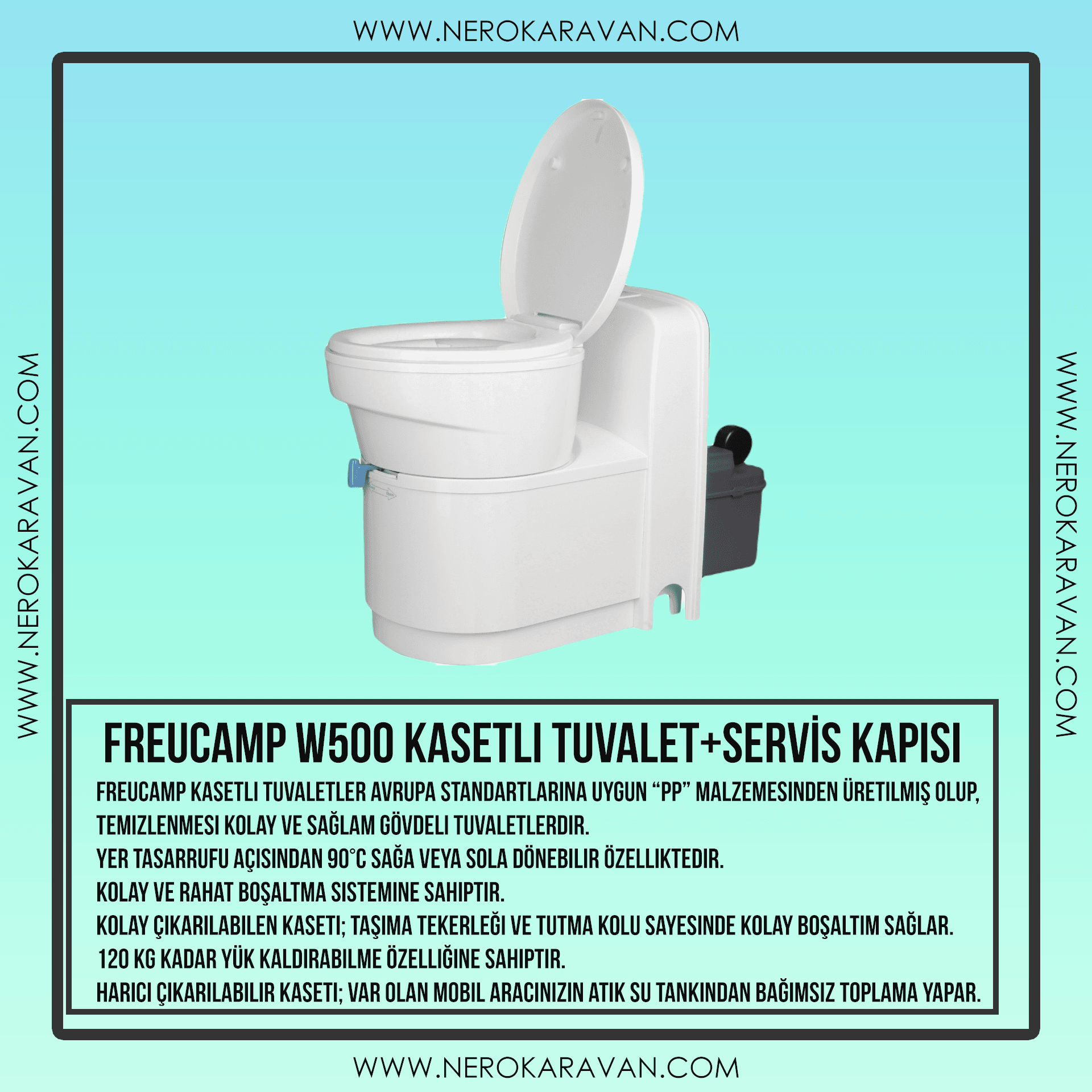 Freucamp W500 Kasetli Karavan Tuvaleti + Servis Kapısı