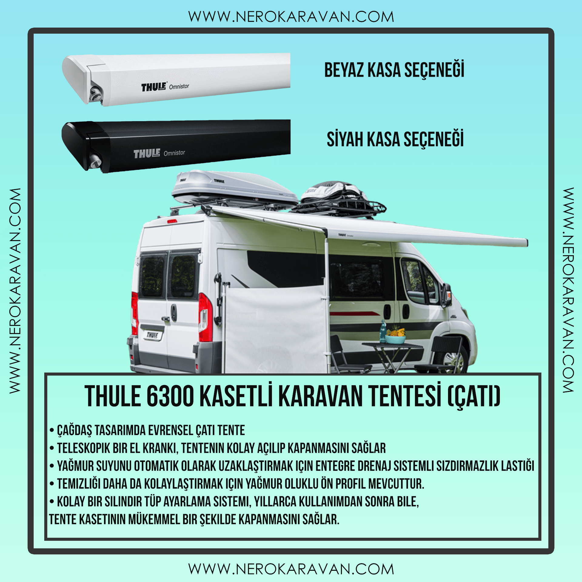 Thule 6300 Kasetli Karavan Tentesi (Çatı Montaj)