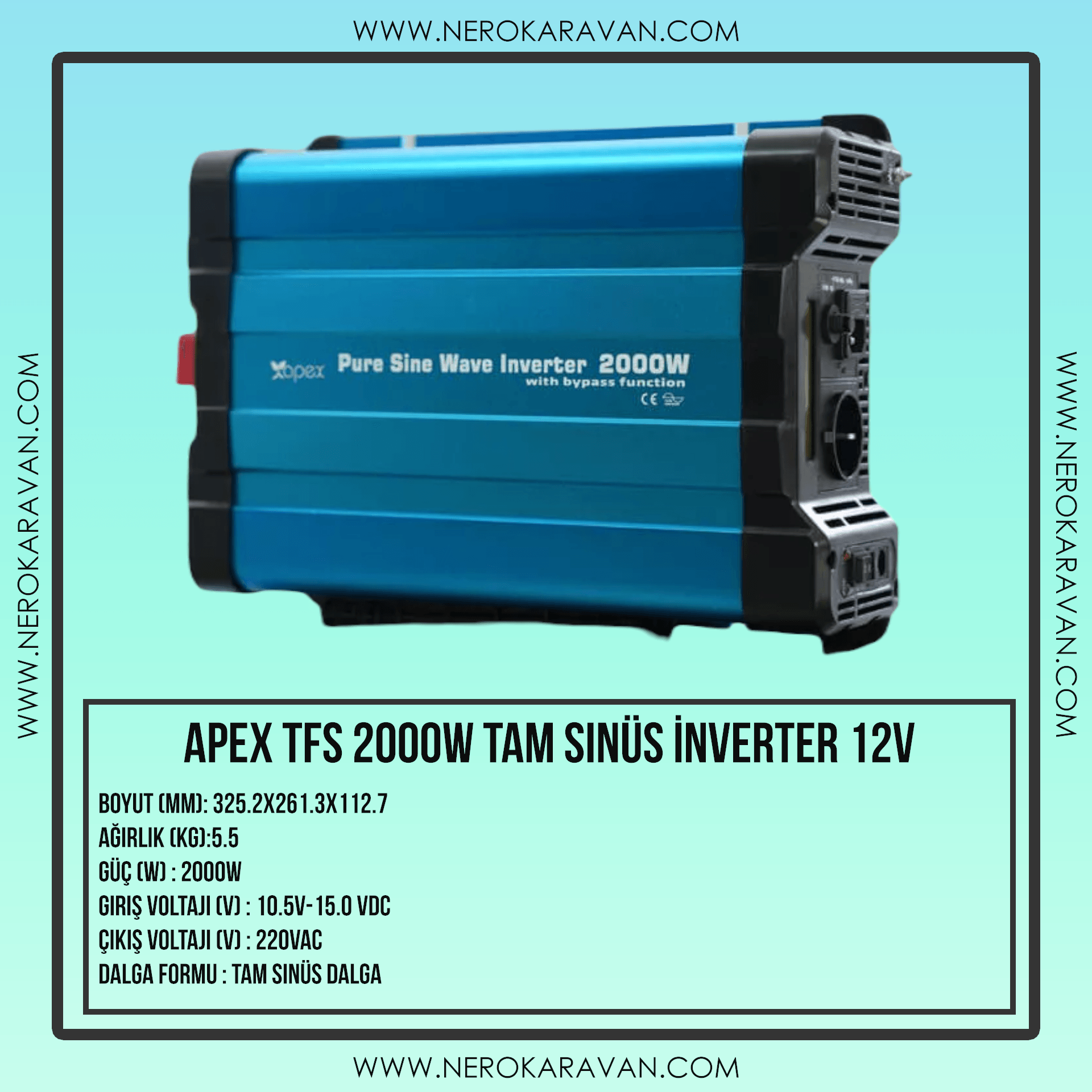 Apex TFS 2000W Tam Sinüs İnverter 12V