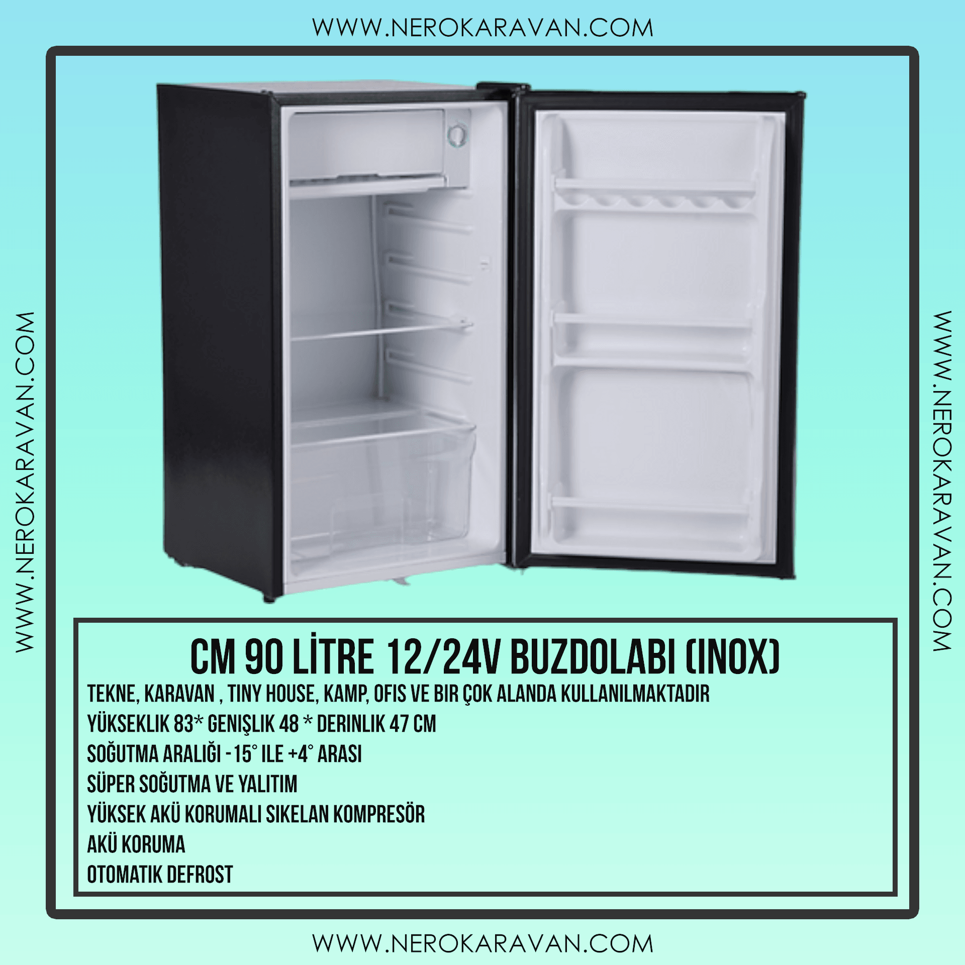 Cool Life CM 90 Litre 12V / 24V Karavan / Tekne Buzdolabı (INOX)