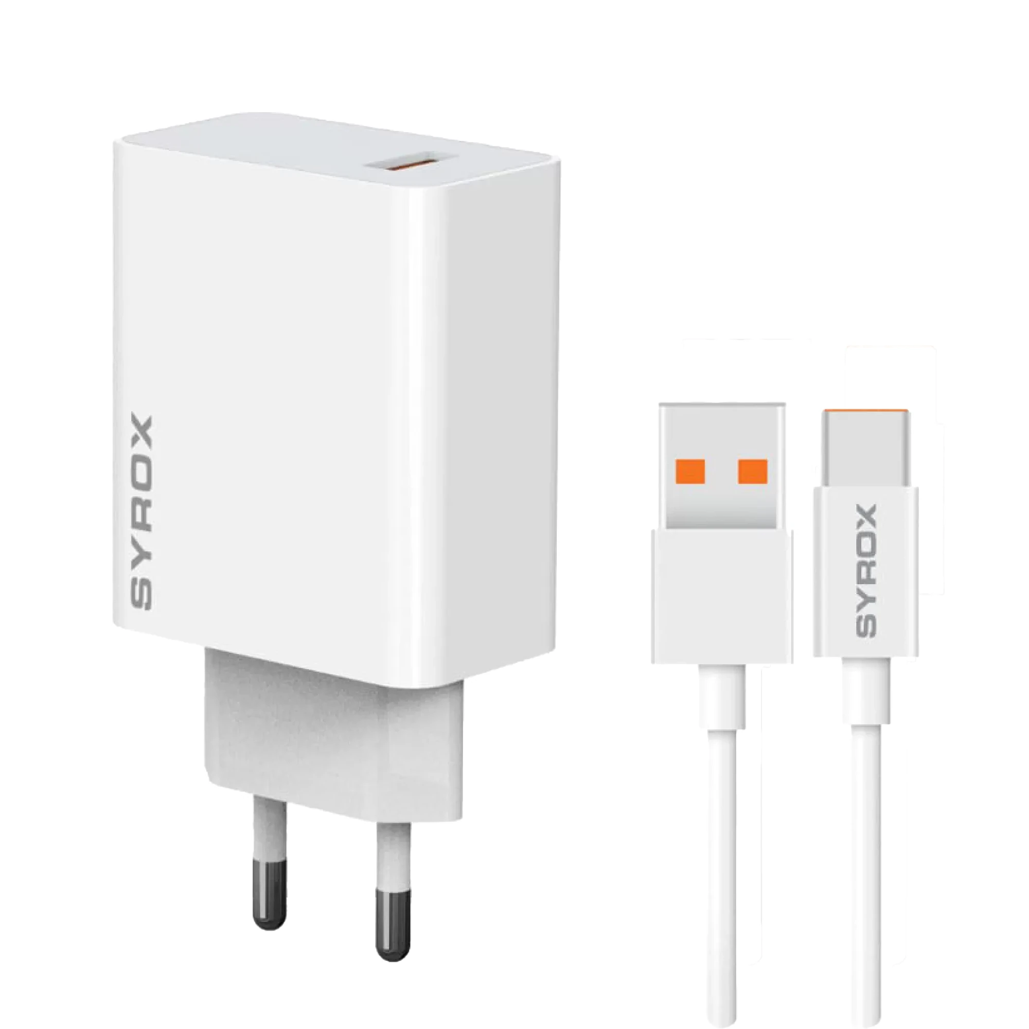Syrox M33T 3.0A 33W Turbo 1mt USB-A - Type-C Kablolu 1xUSB-A Çıkışlı Şarj Cihazı - Beyaz