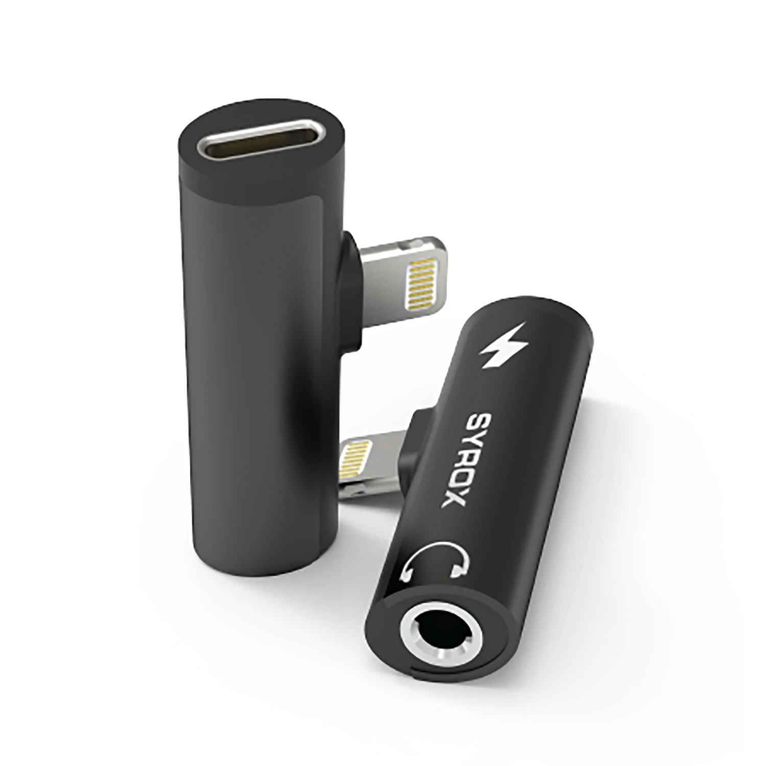 Syrox DT30L-LA Lightning - Lightning + 3.5mm AUX Midi Ses ve Şarj Ayırıcı Dönüştürücü - Siyah