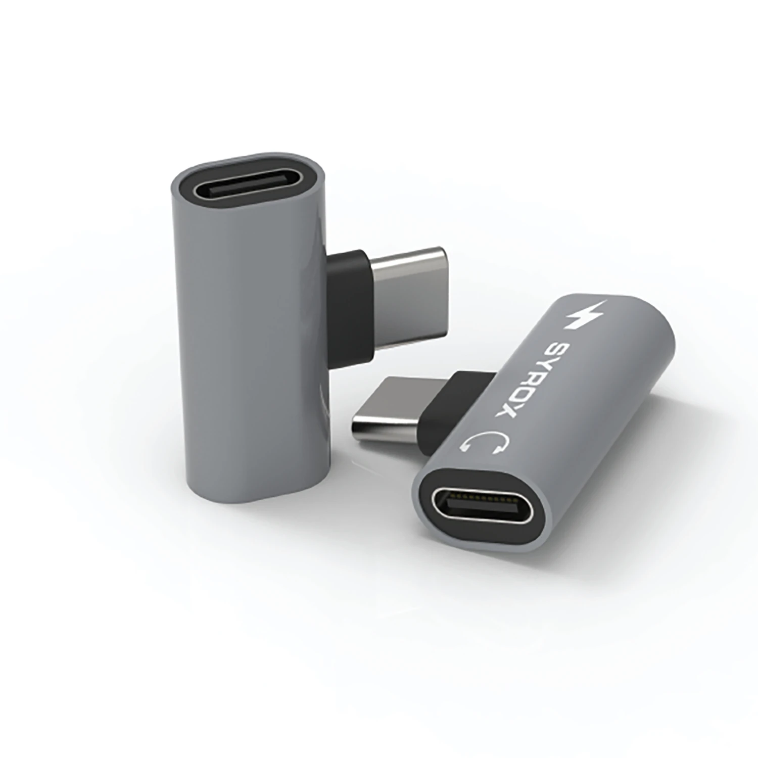 Syrox DT30T-TT Type-C - 2xType-C Mini Ses ve Şarj Ayırıcı Dönüştürücü - Gri