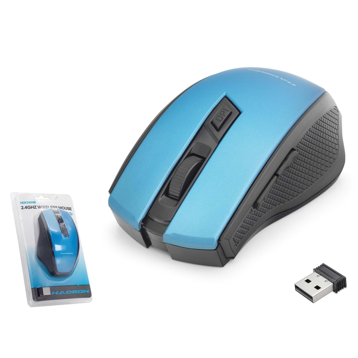Hadron HDX3404 1600dpi 2.4Ghz USB Kablosuz Mouse - Mavi-Siyah