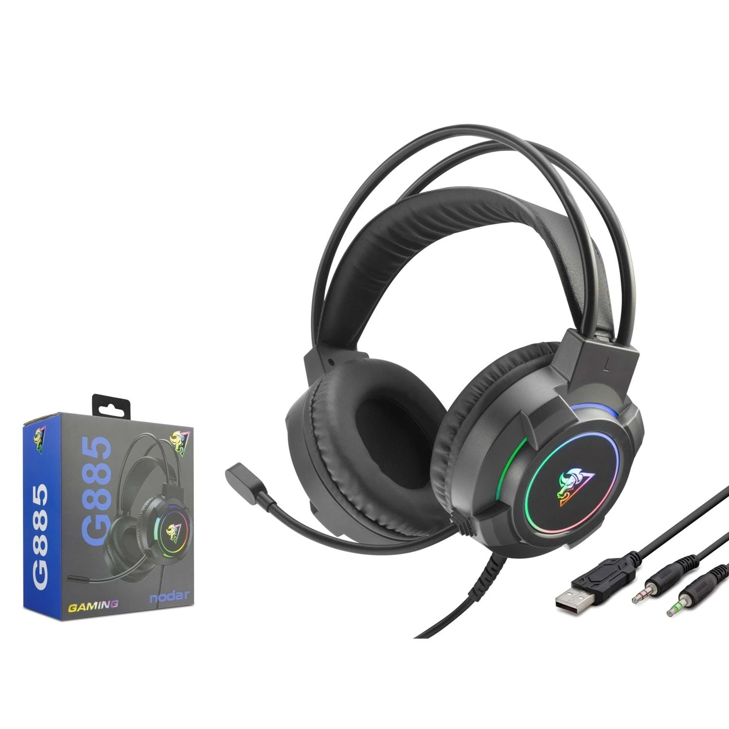 Hadron G885 RGB Ledli Mikrofonlu 2x3.5mm AUX 2mt Kablolu Kulaküstü Oyuncu Kulaklığı - Siyah