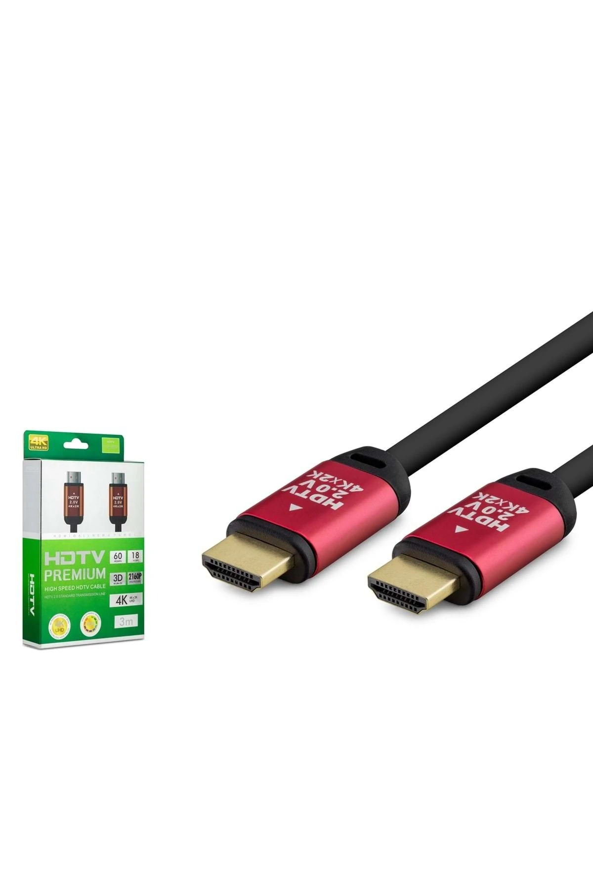 Hadron HDX2038 4K 60Hz 3D HDR v2.0 3mt HDMI Kablo - Kırmızı-Siyah