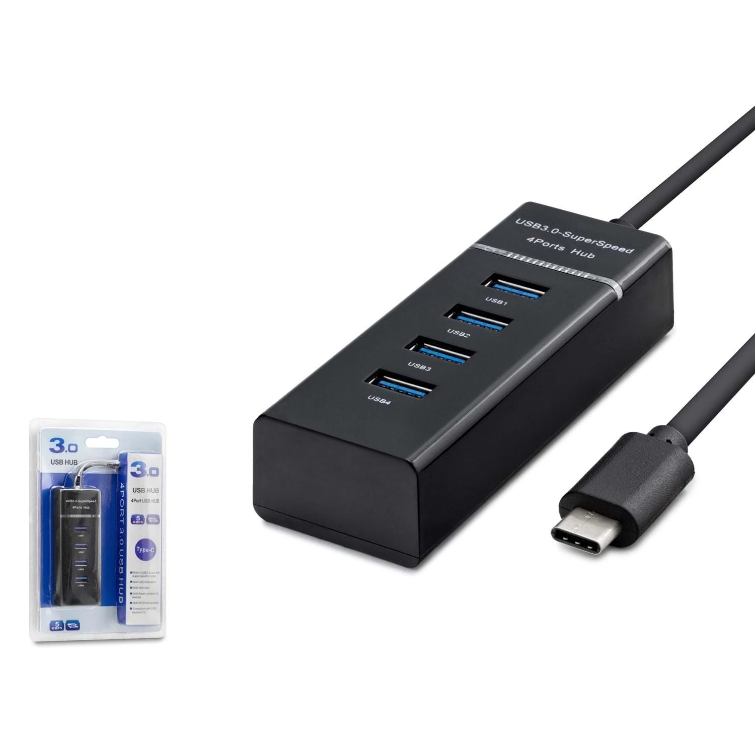 Hadron HD144 Type-C 3.1 - 4xUSB 3.0 Type-C Çoklayıcı - Siyah