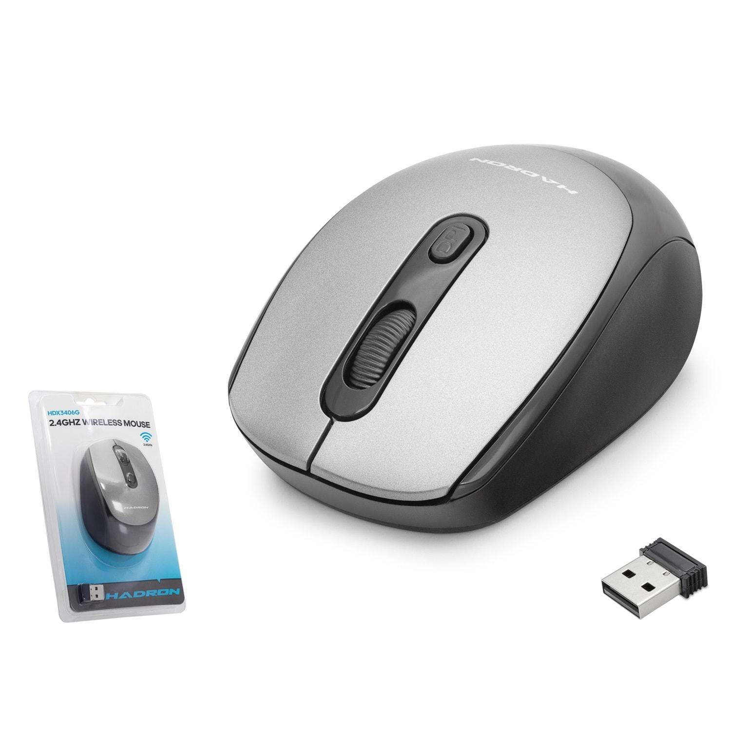 Hadron HDX3406 1600dpi 2.4Ghz USB Kablosuz Mouse - Gri-Siyah