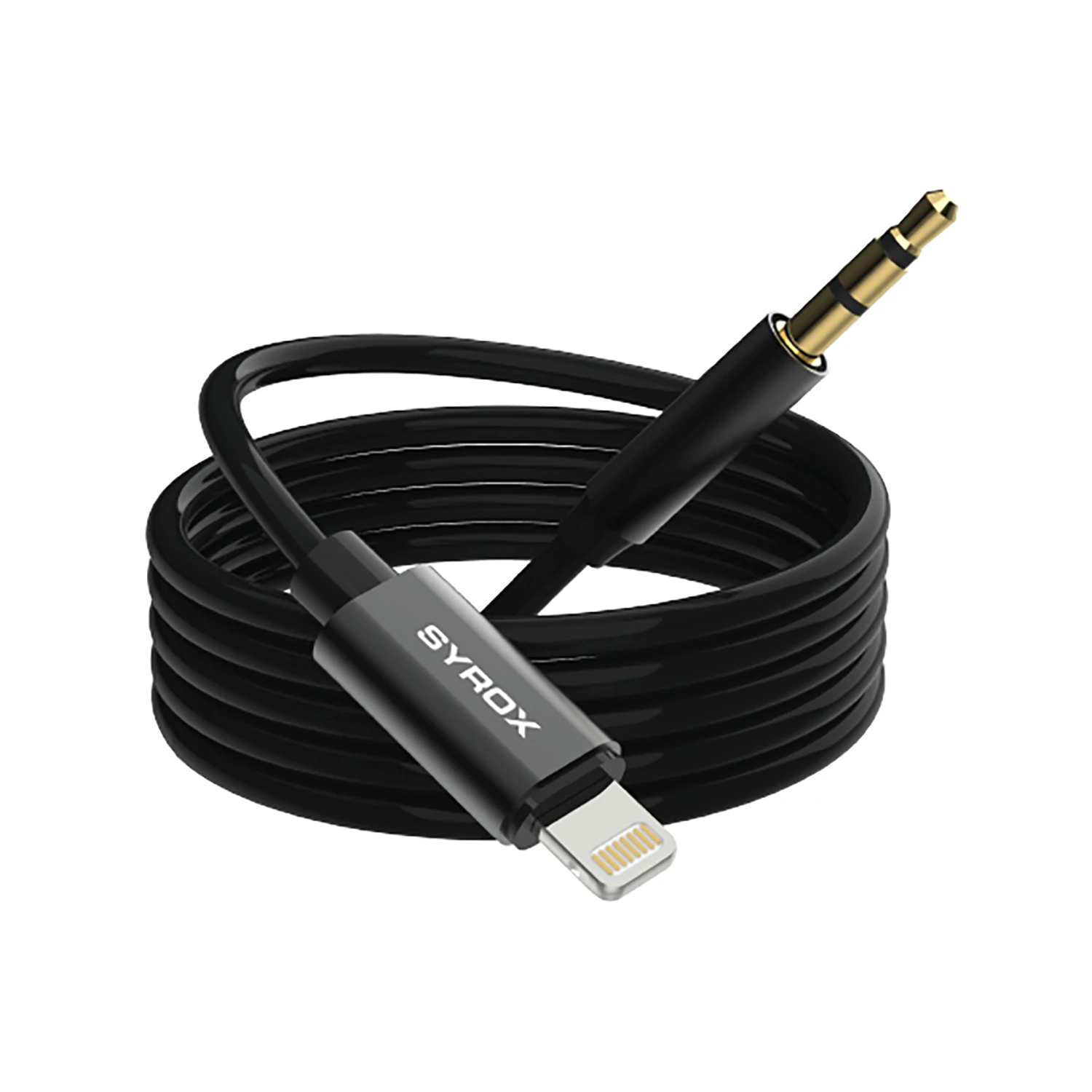 Syrox DT24L-J Lightning - 3.5mm AUX 1mt Dönüştürücü Ses Kablosu - Siyah