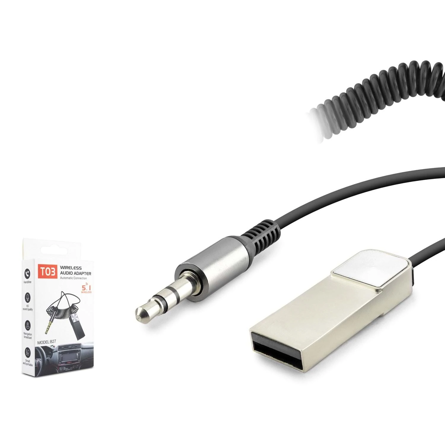 Hadron HD9005 3.5mm AUX Bağlantılı Eller Serbest Görüşmeli USB Güç Beslemeli Bluetooth 5.1 Araç İçi Adaptör - Siyah