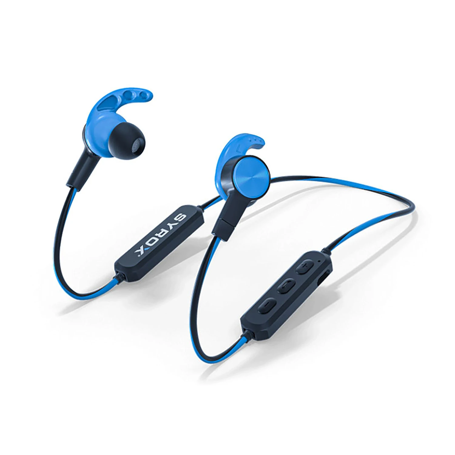 Syrox S32 Mıknatıslı Bluetooth v5.0 Kablosuz Mikrofonlu Kulakiçi Spor Kulaklık - Mavi-Siyah